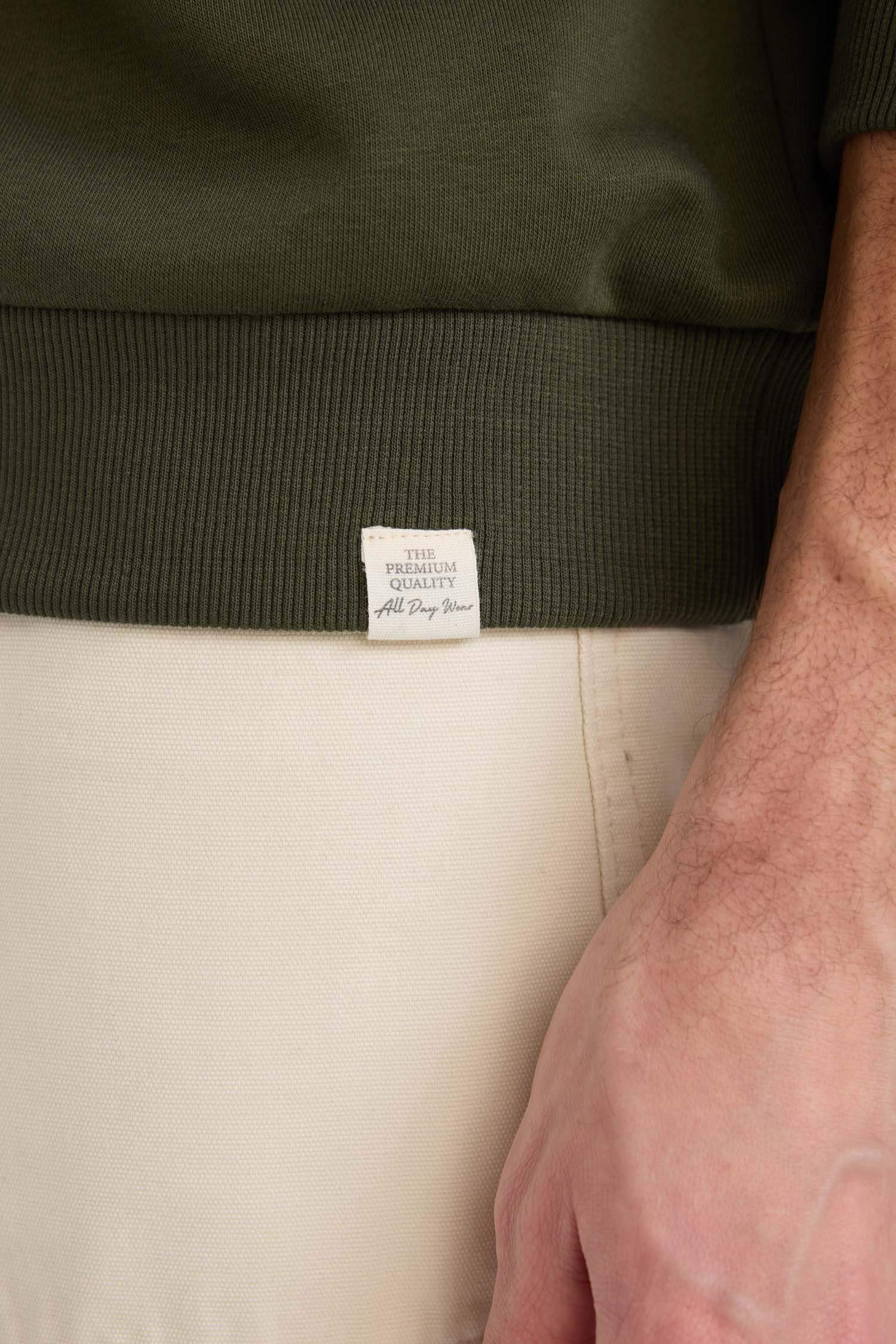 Oversize Geniş Kalıp Bisiklet Yaka Kalın Basic Düz Sweatshirt