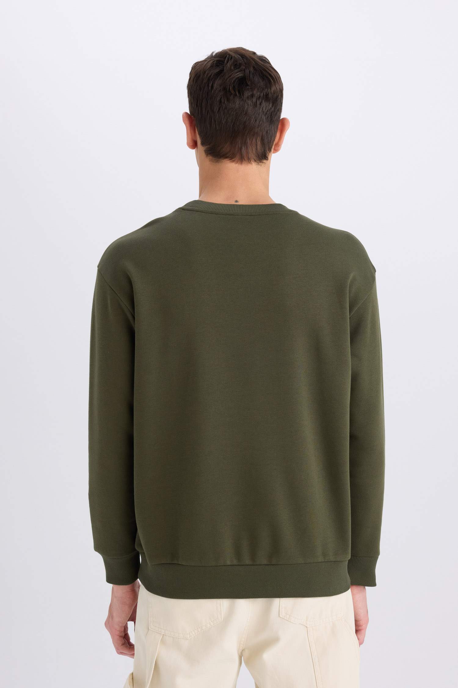 Oversize Geniş Kalıp Bisiklet Yaka Kalın Basic Düz Sweatshirt