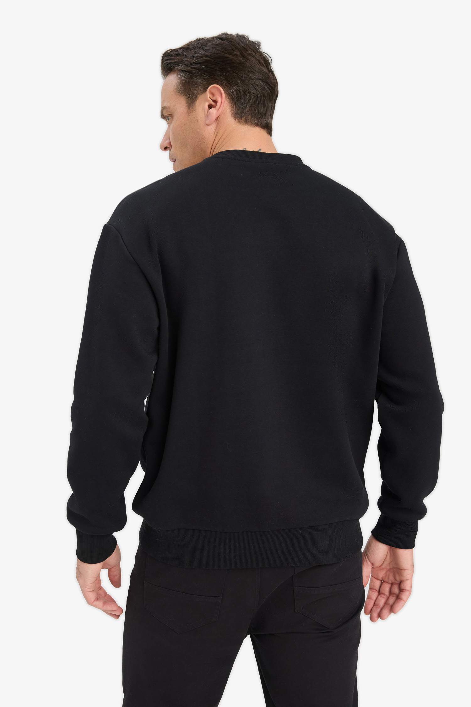 Relax Fit Bisiklet Yaka Kalın İçi Yumuşak Tüylü Basic Düz Sweatshirt