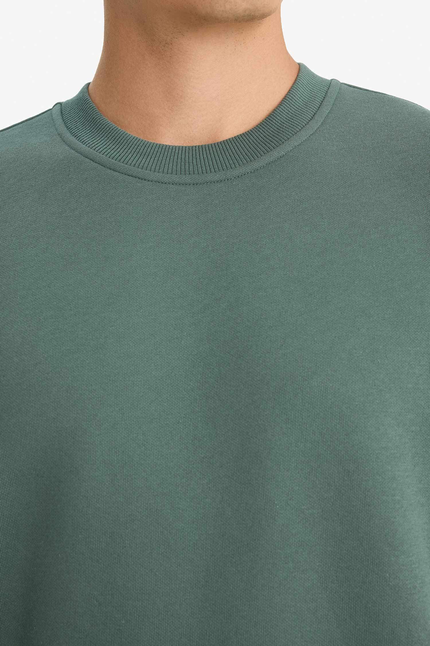 Relax Fit Bisiklet Yaka Kalın İçi Yumuşak Tüylü Basic Düz Sweatshirt