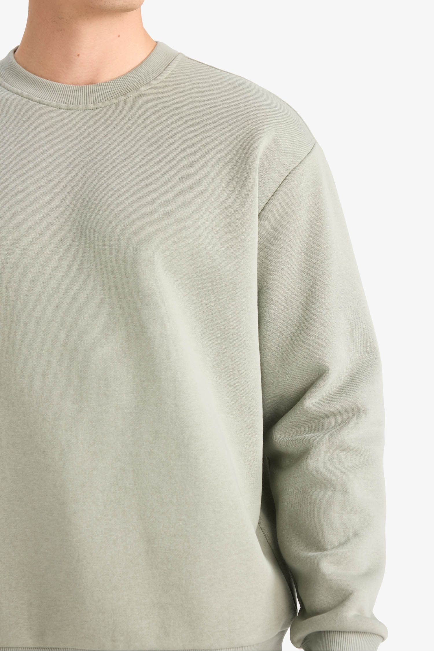 Relax Fit Bisiklet Yaka Kalın İçi Yumuşak Tüylü Basic Düz Sweatshirt