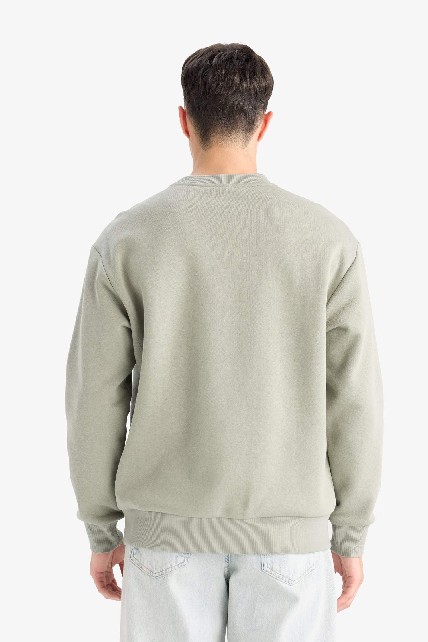 Relax Fit Bisiklet Yaka Kalın İçi Yumuşak Tüylü Basic Düz Sweatshirt
