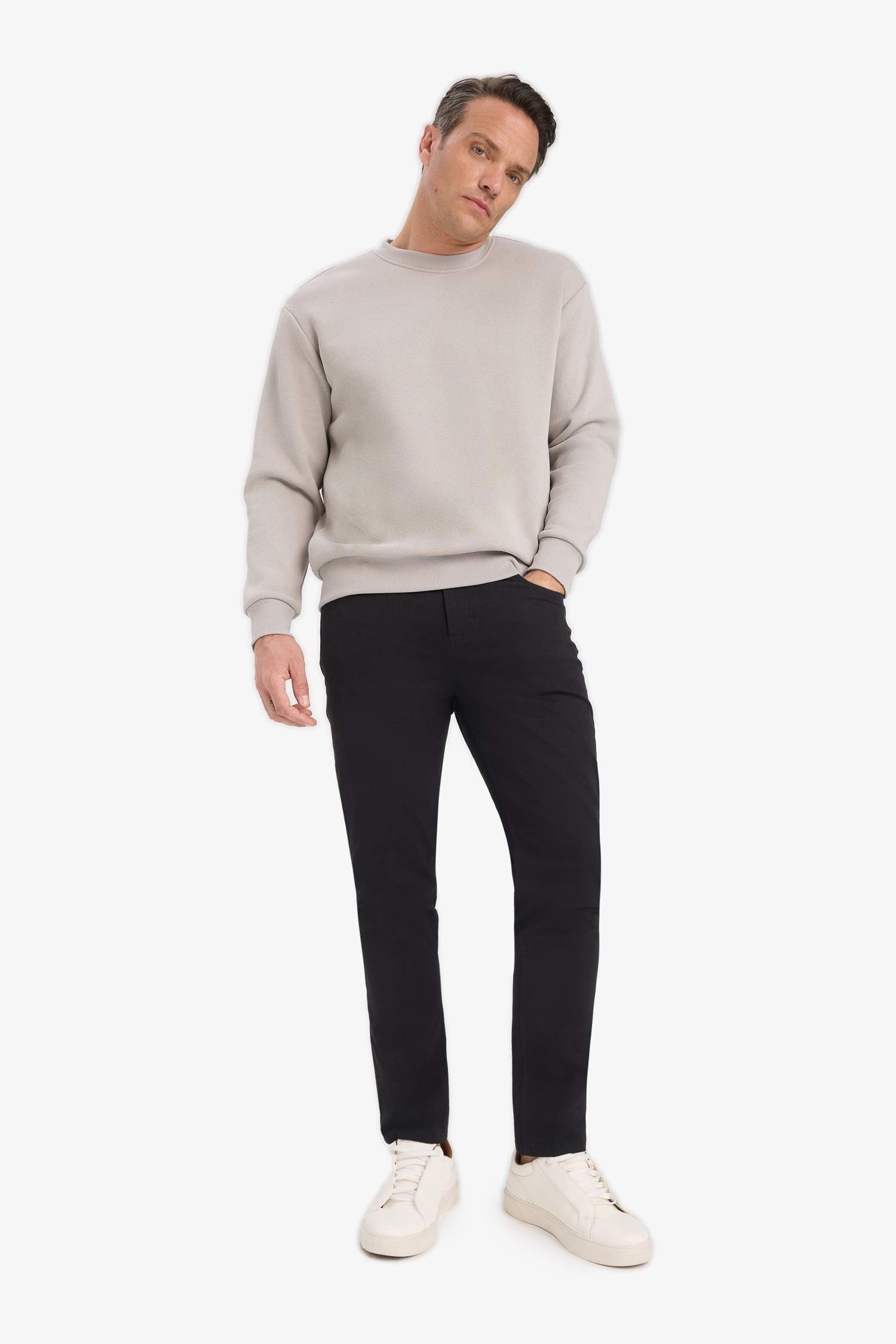 Relax Fit Crew Neck Thick Basic Sweatshirt