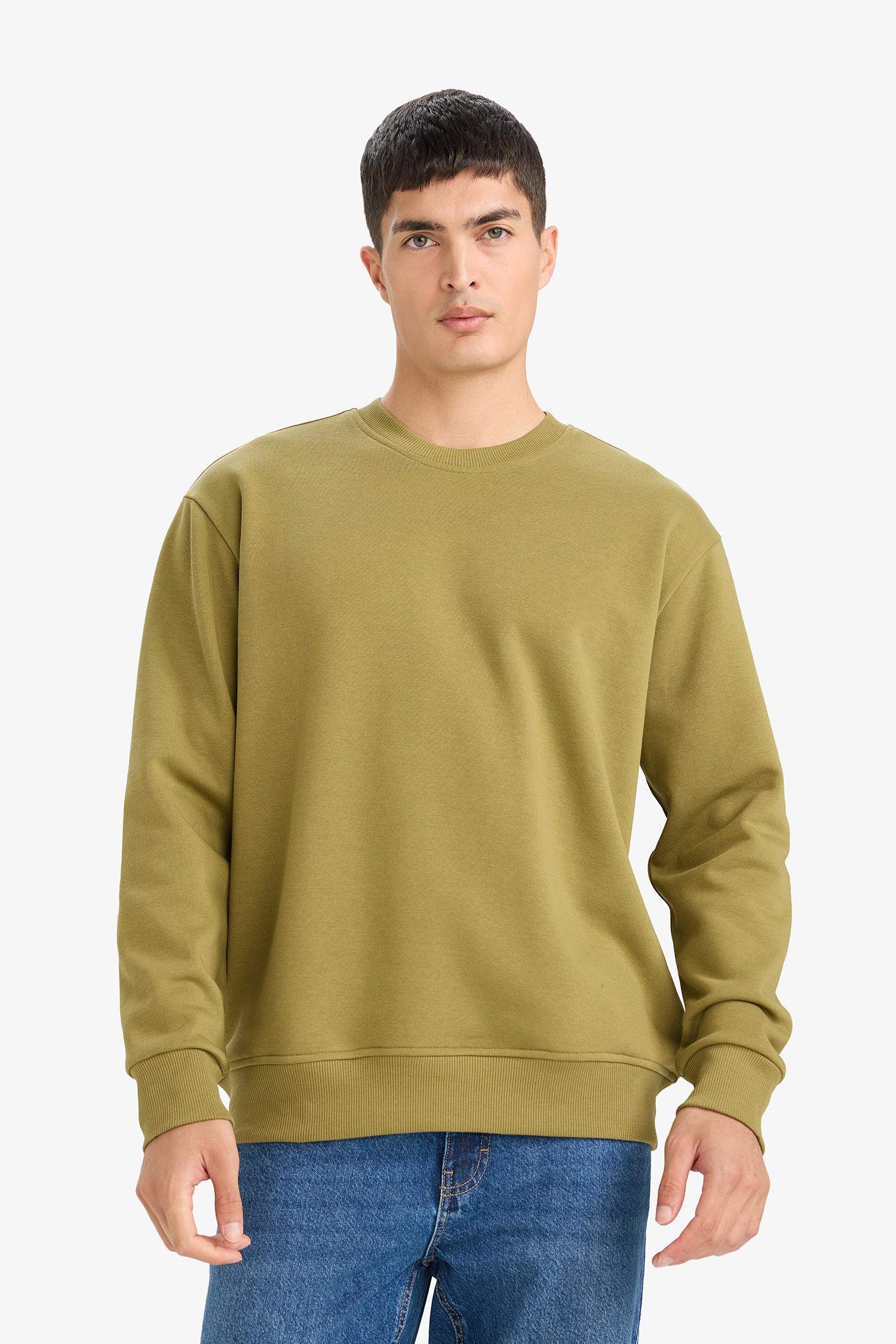 Relax Fit Bisiklet Yaka Kalın İçi Yumuşak Tüylü Basic Düz Sweatshirt