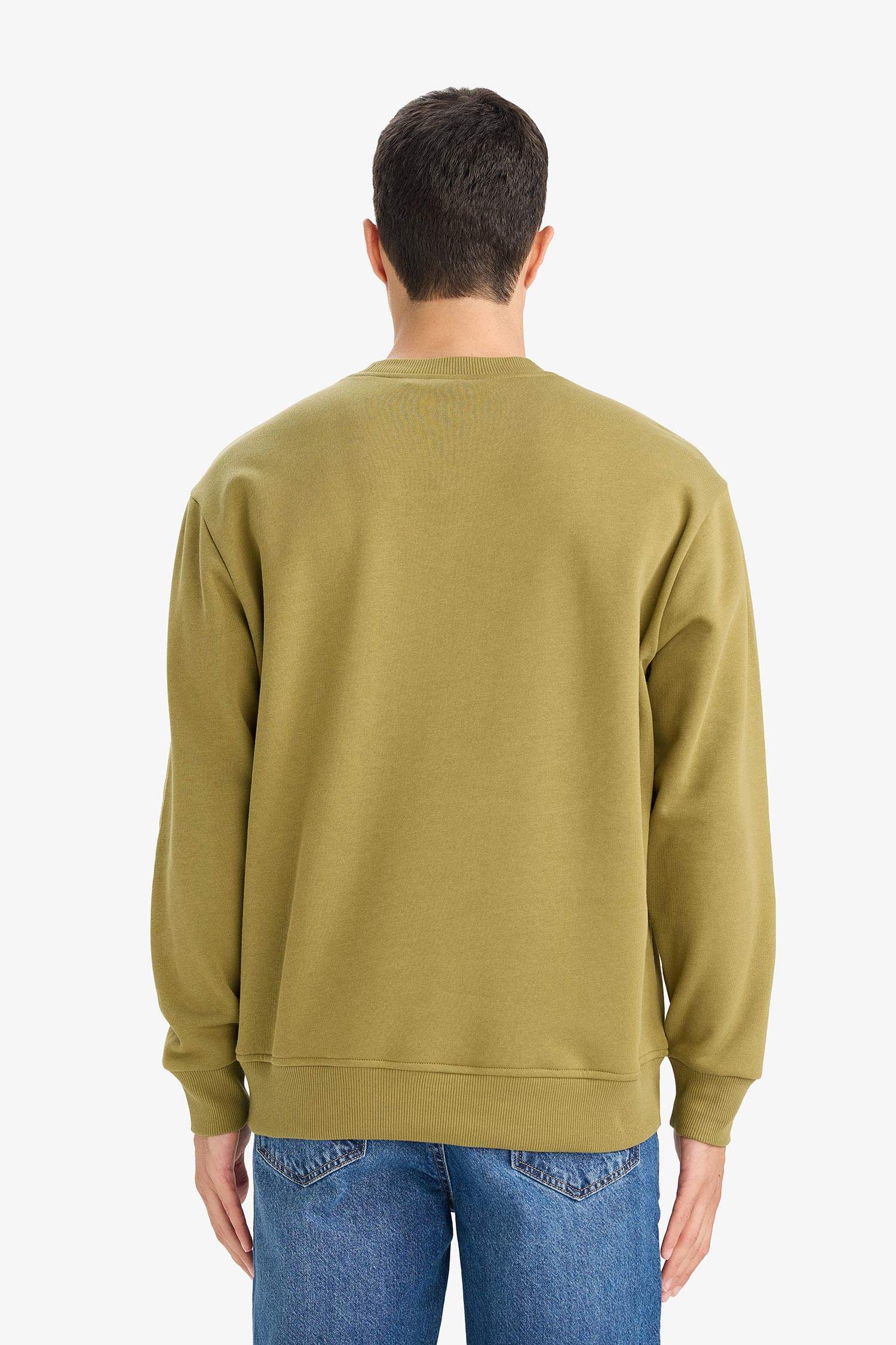 Relax Fit Bisiklet Yaka Kalın İçi Yumuşak Tüylü Basic Düz Sweatshirt