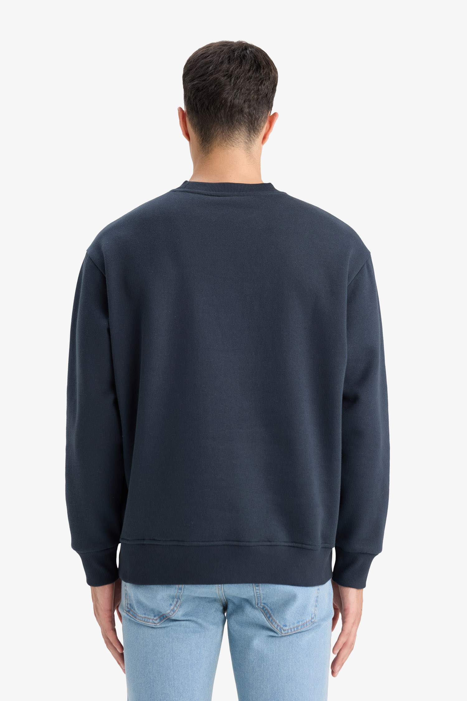 Relax Fit Bisiklet Yaka Kalın İçi Yumuşak Tüylü Basic Düz Sweatshirt