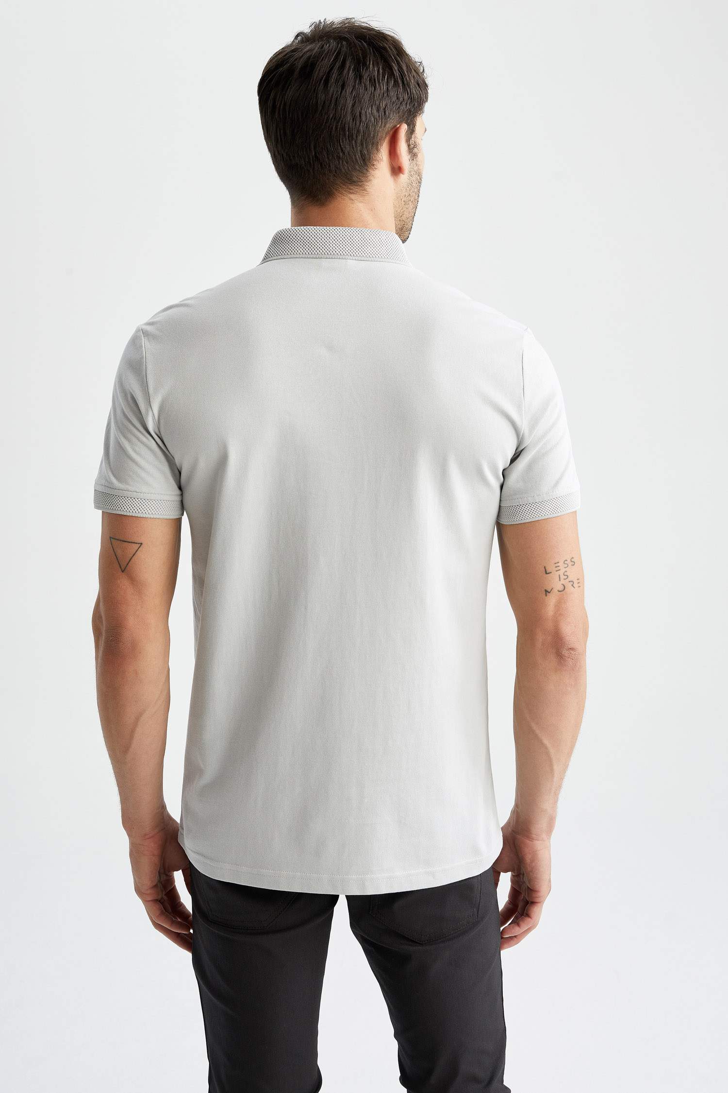 Slim Fit Dar Kesim Kısa Kollu Basic Düz Polo Tişört