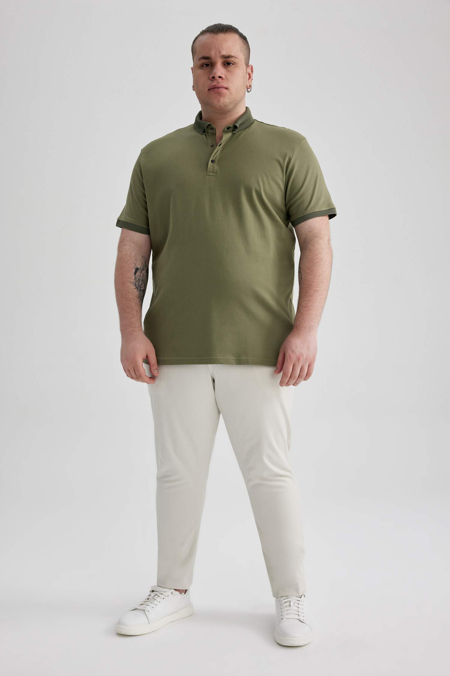 Slim Fit Polo Neck Short Sleeve Cotton T-Shirt