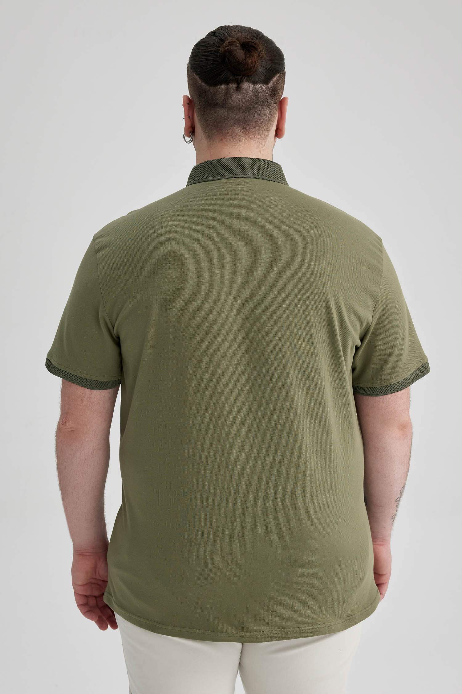 Slim Fit Polo Neck Short Sleeve Cotton T-Shirt