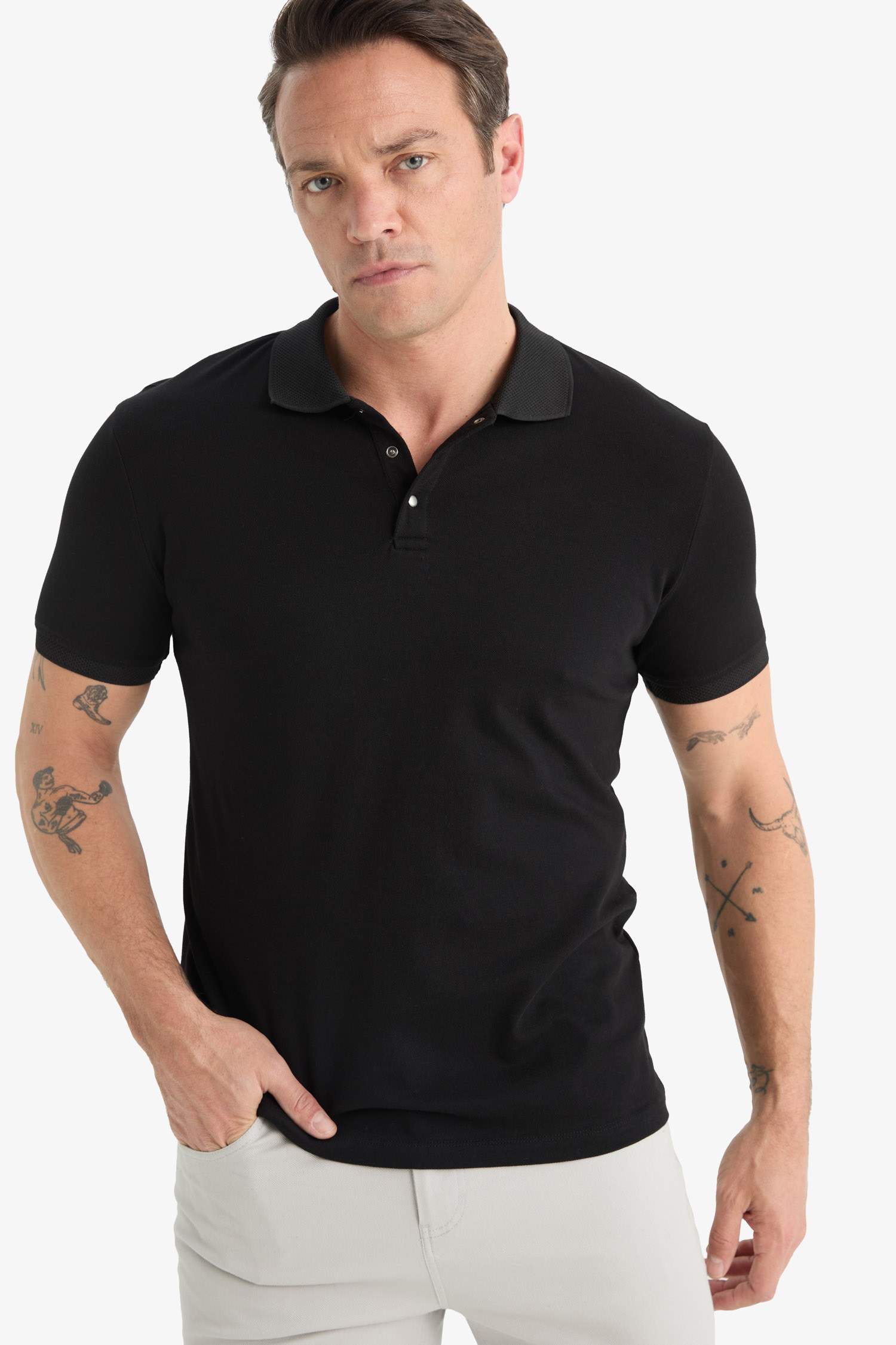 Slim Fit Short Sleeve Basic Polo T-Shirt