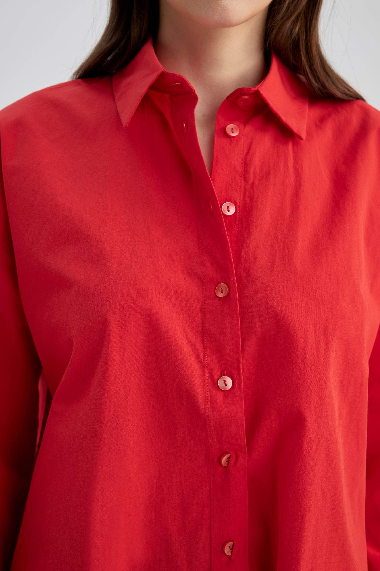 Туника оверсайз с длинным рукавом из 100% хлопка