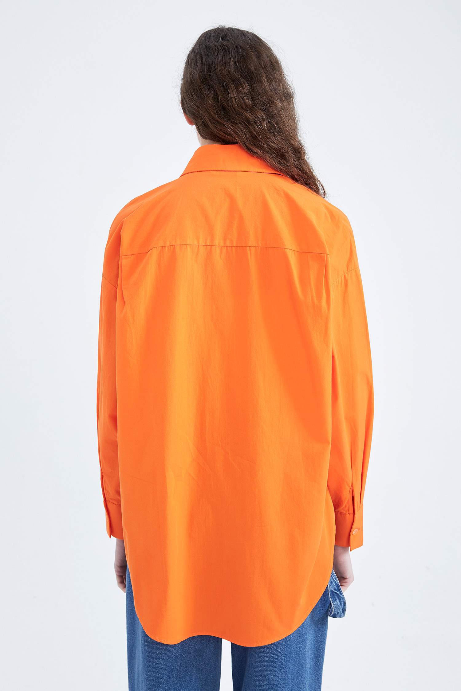 жейде мойыны поплин Ұзын Жеңді Туника