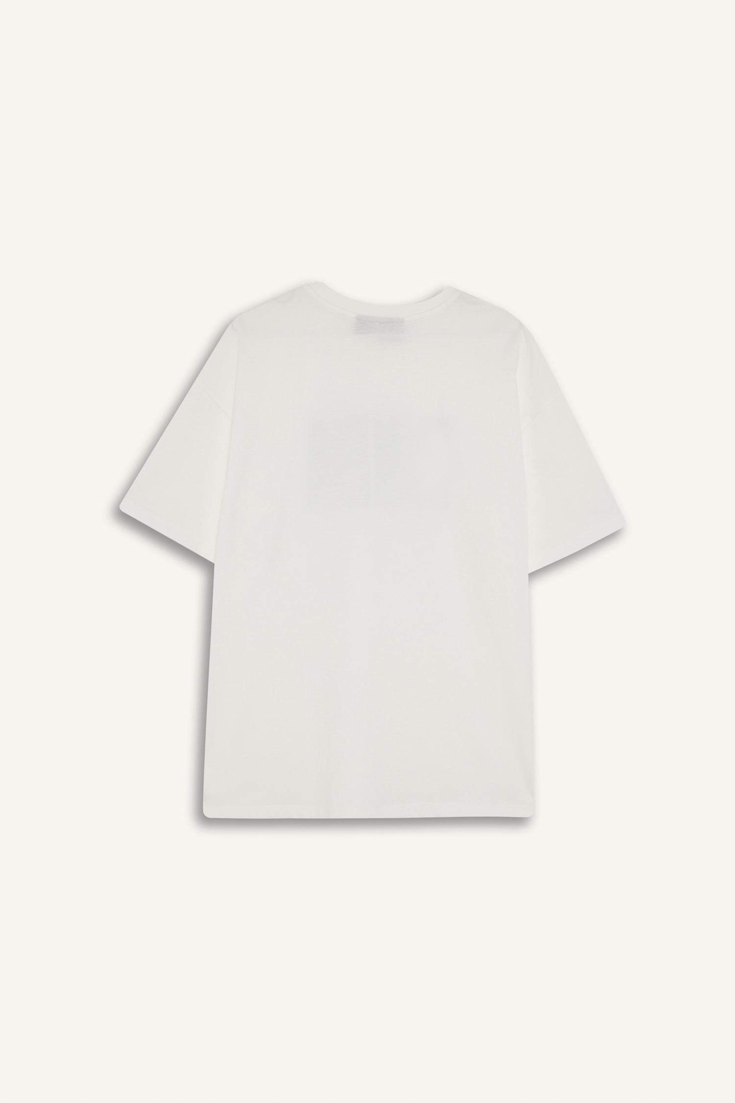 DeFactoFit NBA Wordmark Oversize Geniş Kalıp Bisiklet Yaka Baskılı Kısa Kollu Tişört