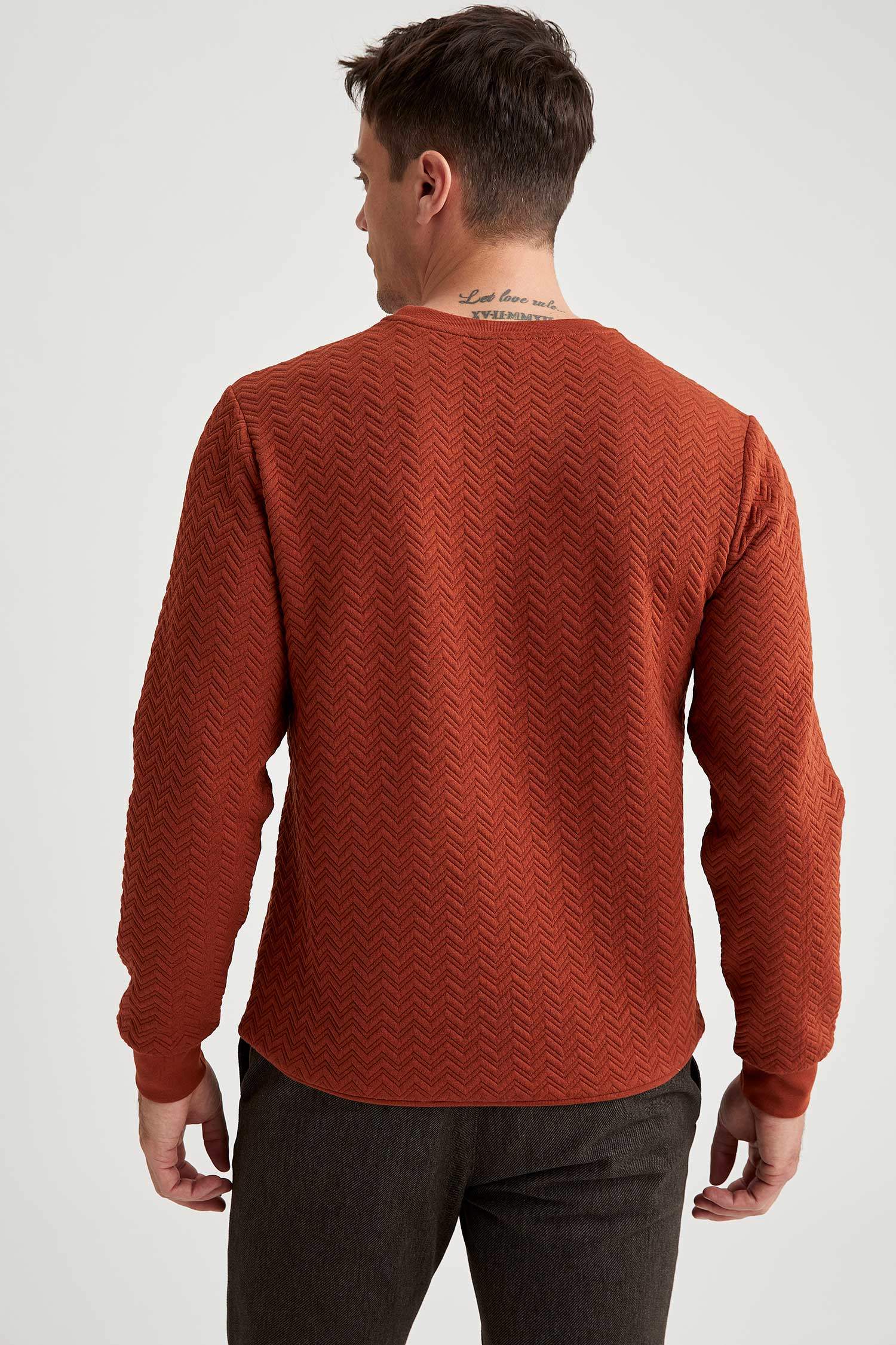 Orange MAN Patterned Regular Fit Crew Neck Sweatshirt 1578404 | DeFacto