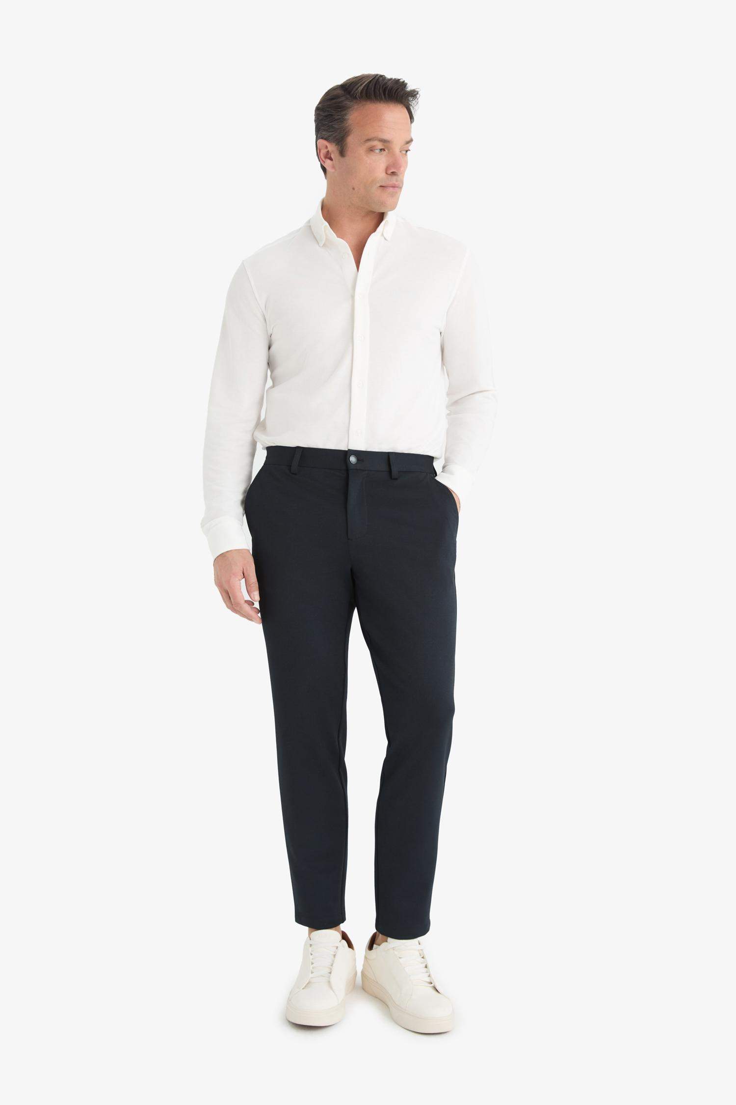 Jogger Fit Cepli Esnek Kumaş Düz Paça Pantolon