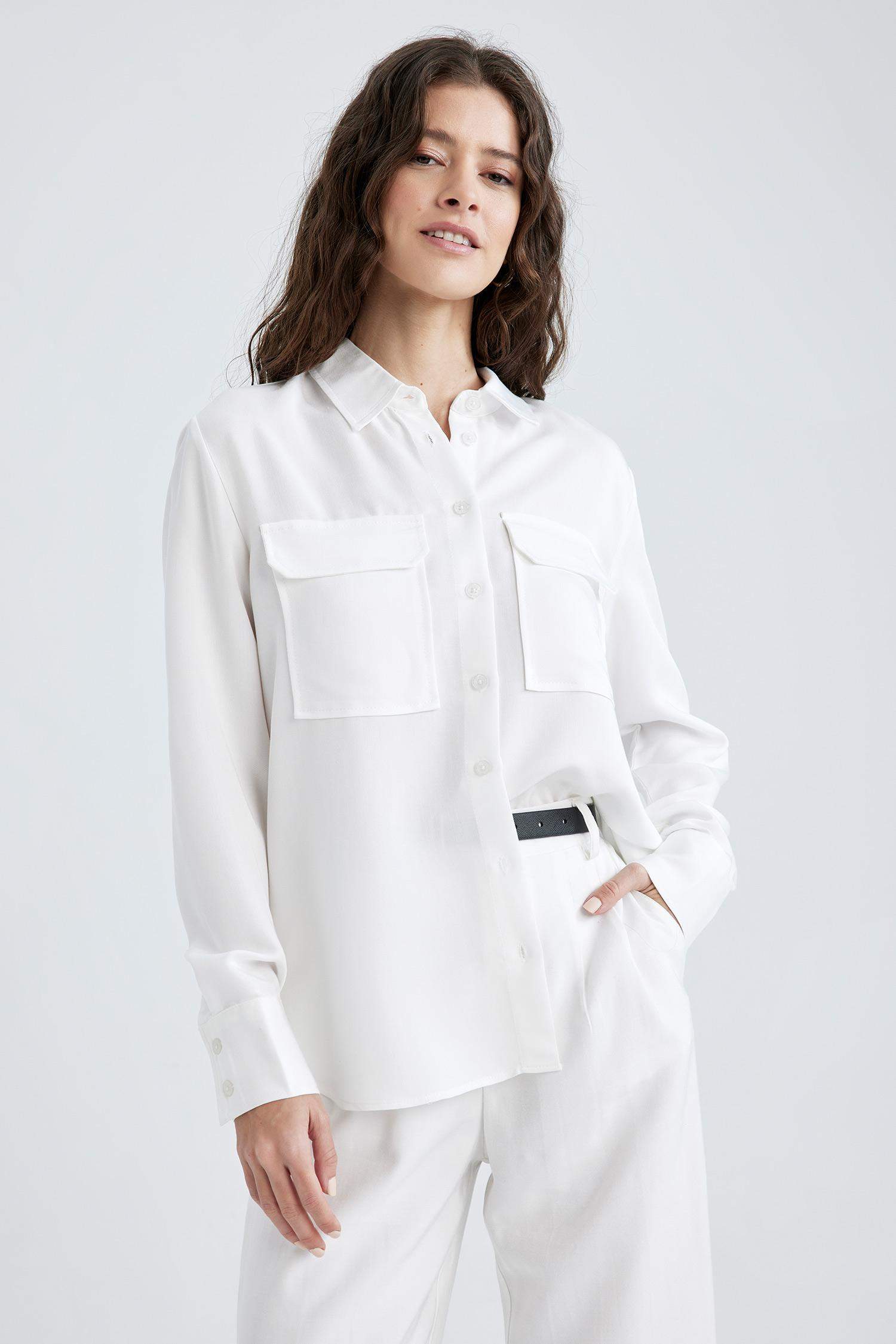 Regular Fit Basic Long Sleeve Viscose Shirt