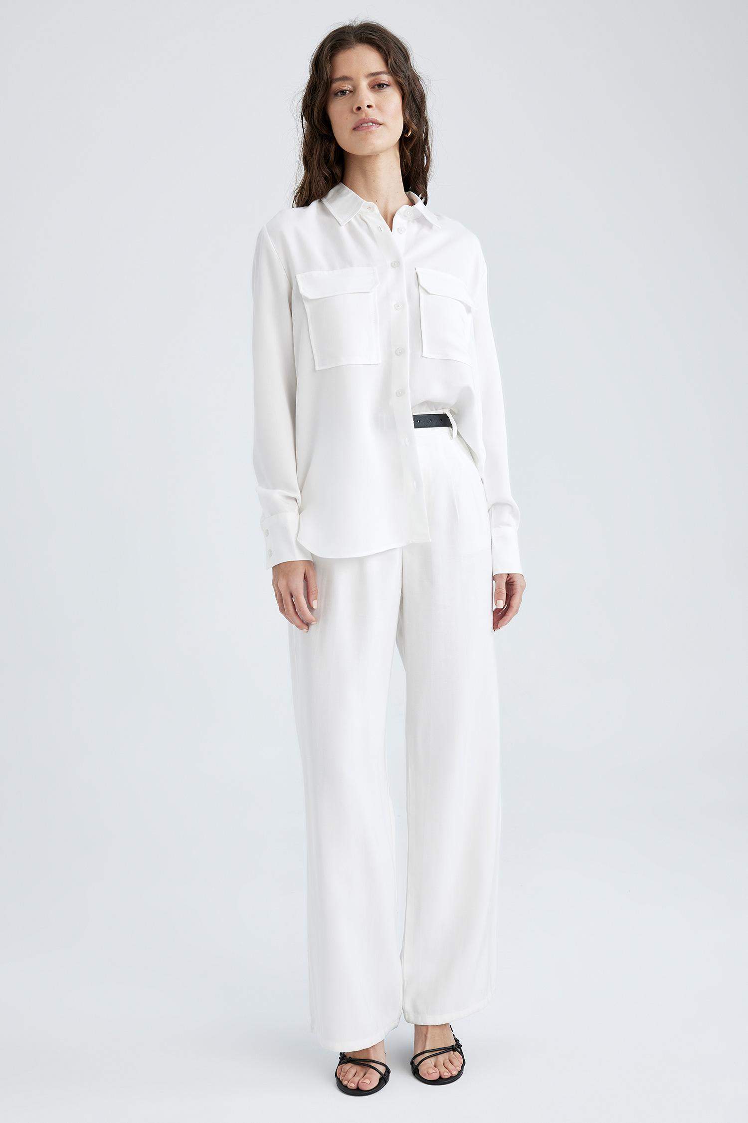 Regular Fit Basic Long Sleeve Viscose Shirt