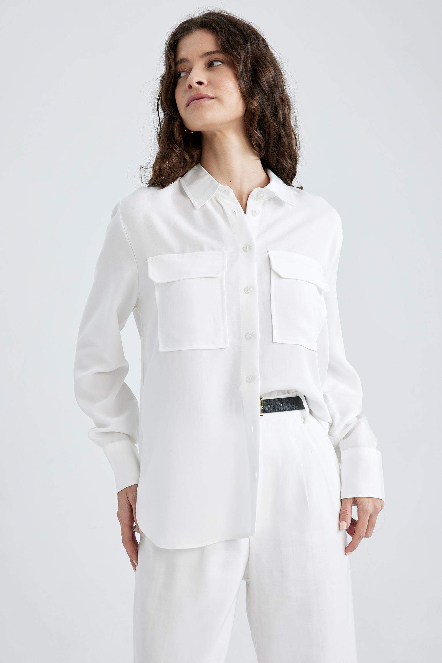 Regular Fit Basic Long Sleeve Viscose Shirt