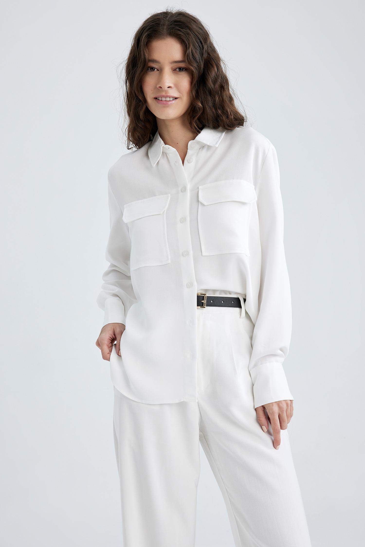 Regular Fit Basic Long Sleeve Viscose Shirt