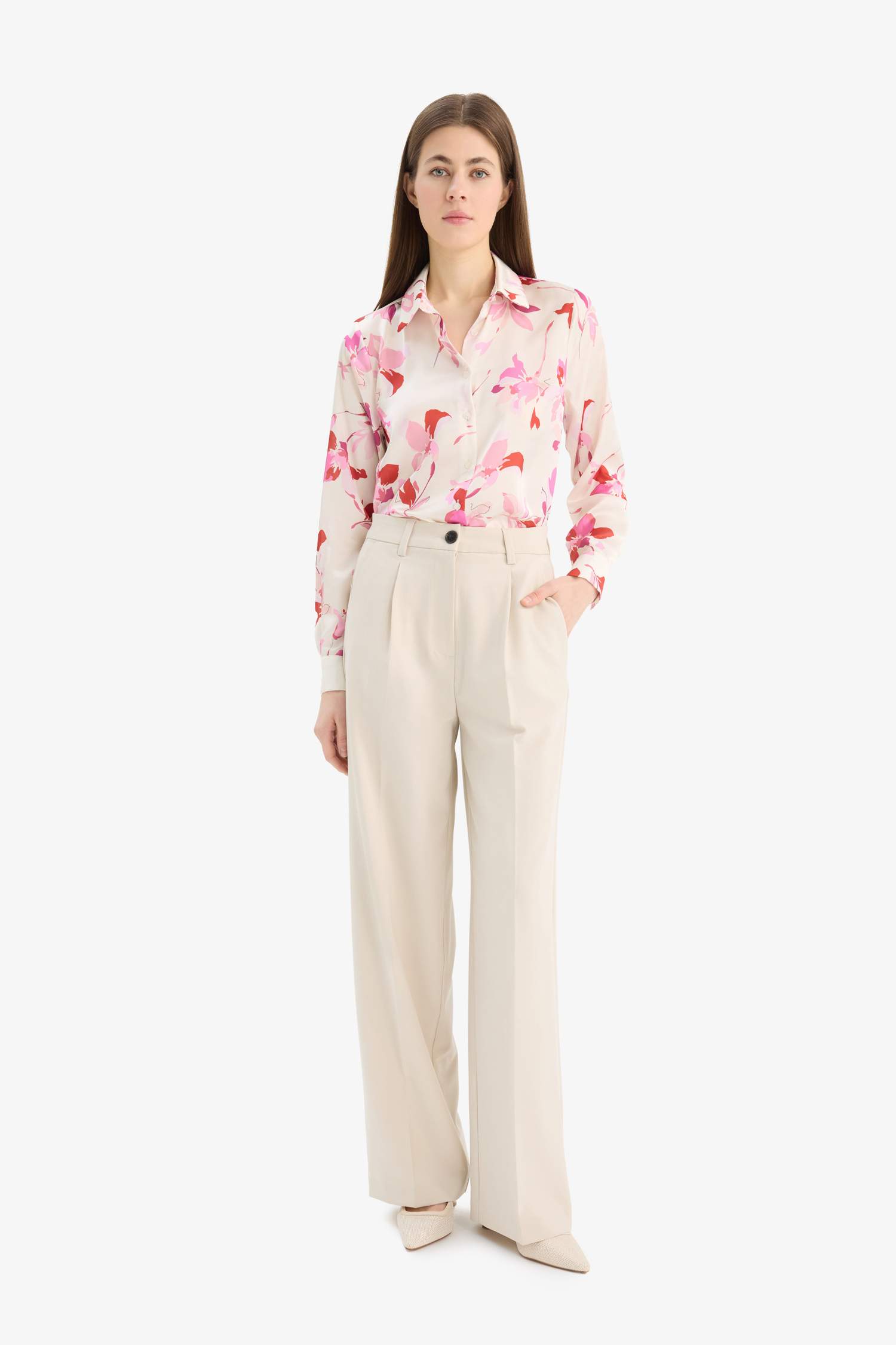 قميص ستان ردن طويل مطبوع اوفر سايز