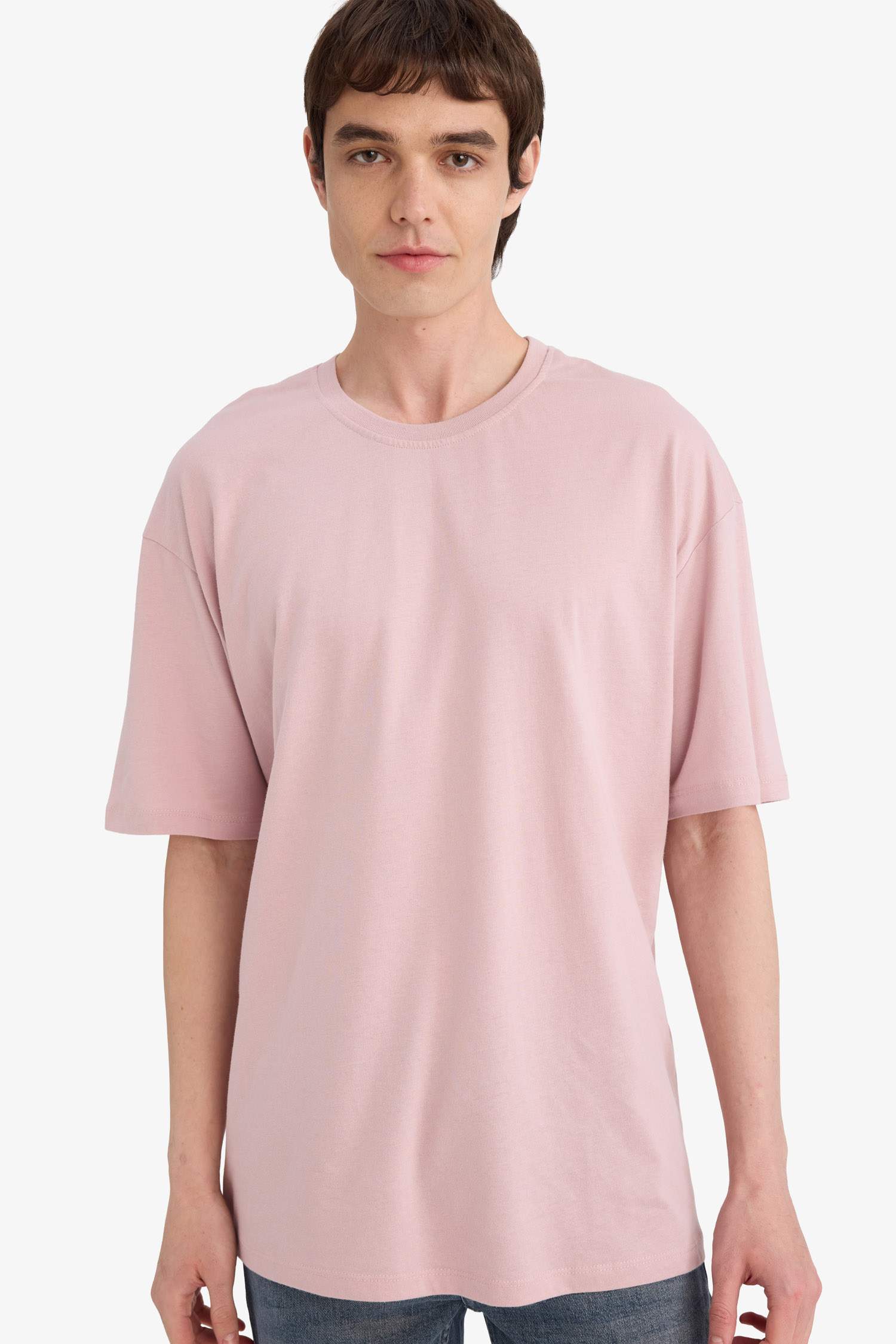 Oversize Fit Crew Neck Basic Cotton T-Shirt
