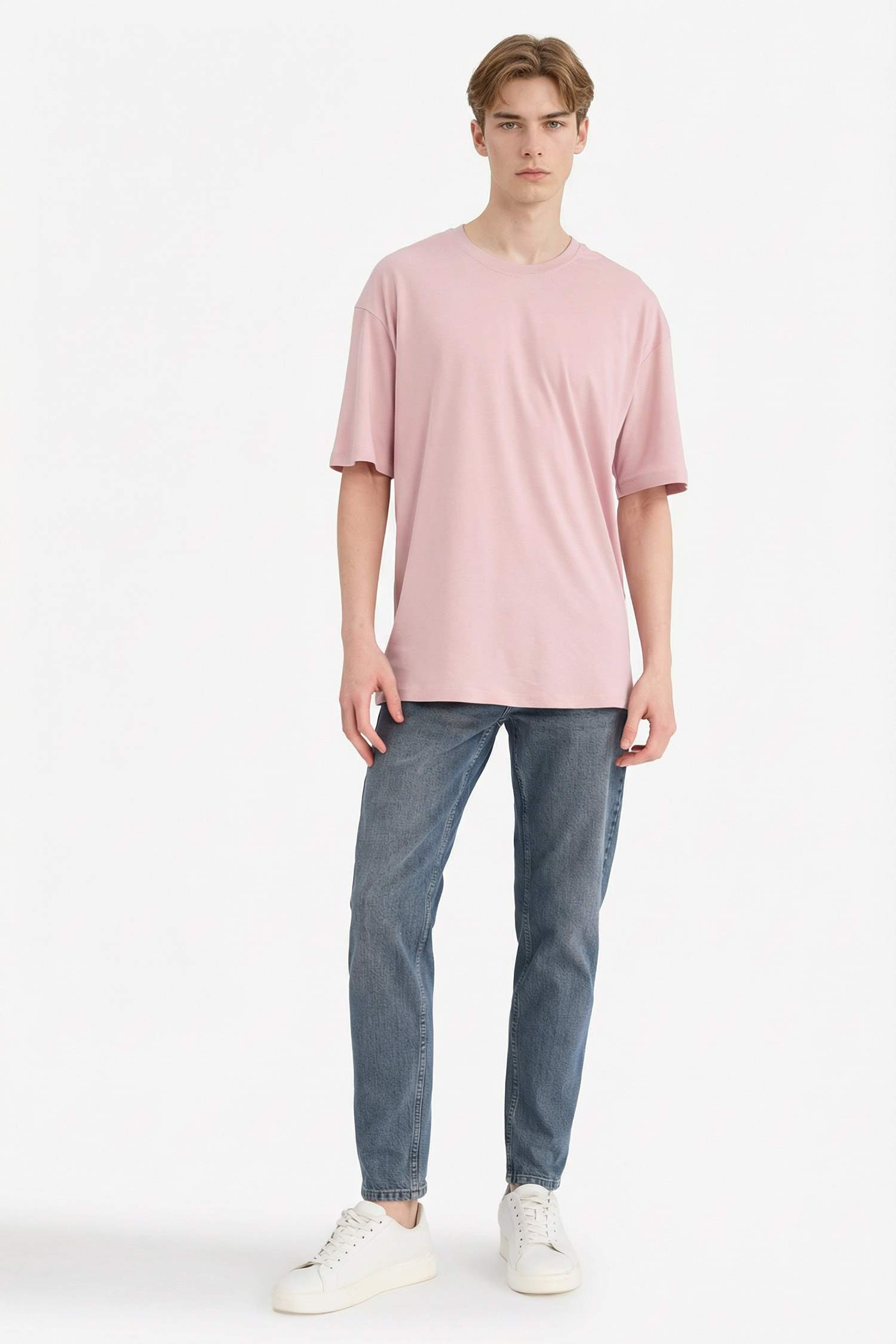 Oversize Fit Crew Neck Basic Cotton T-Shirt
