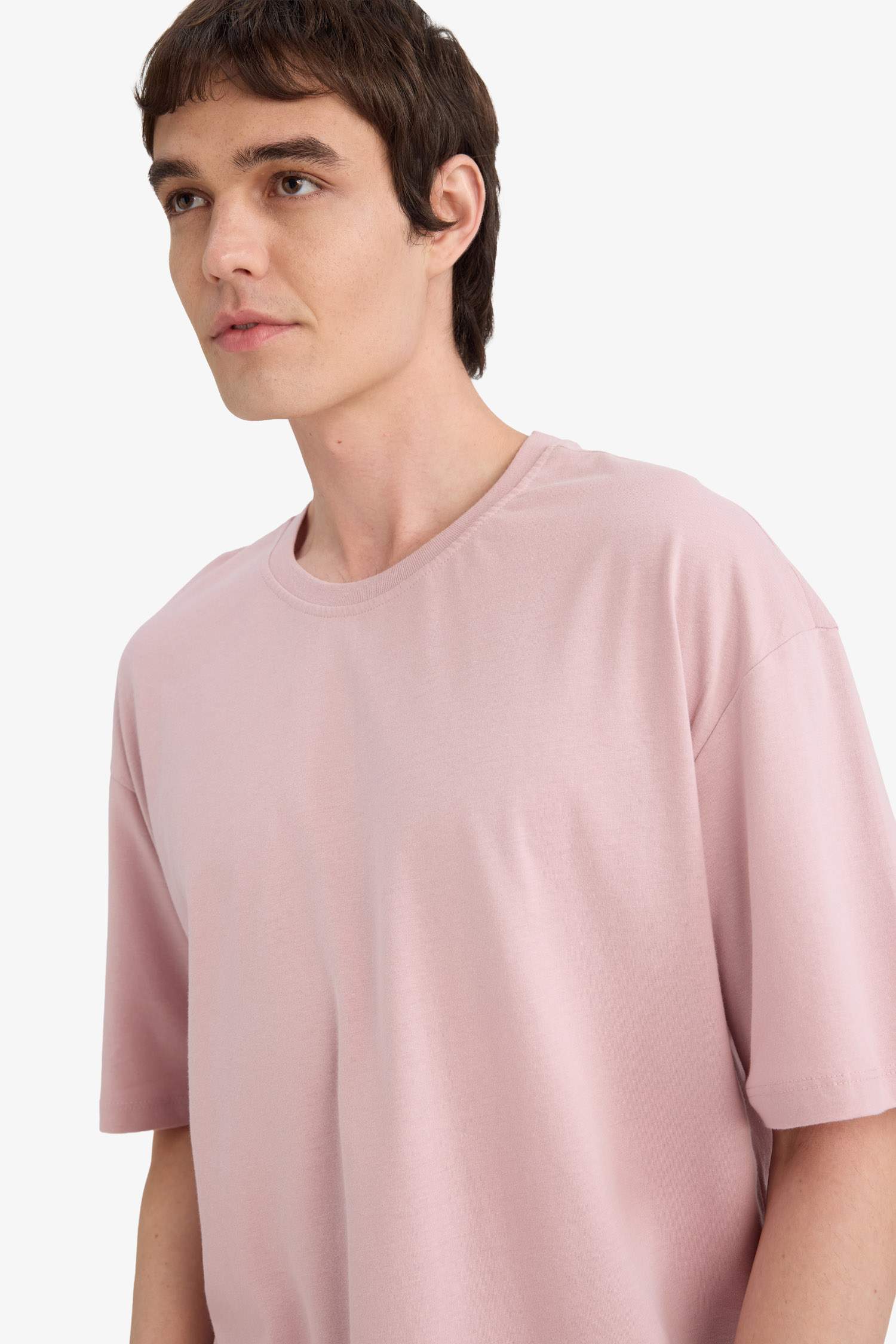 Oversize Fit Crew Neck Basic Cotton T-Shirt