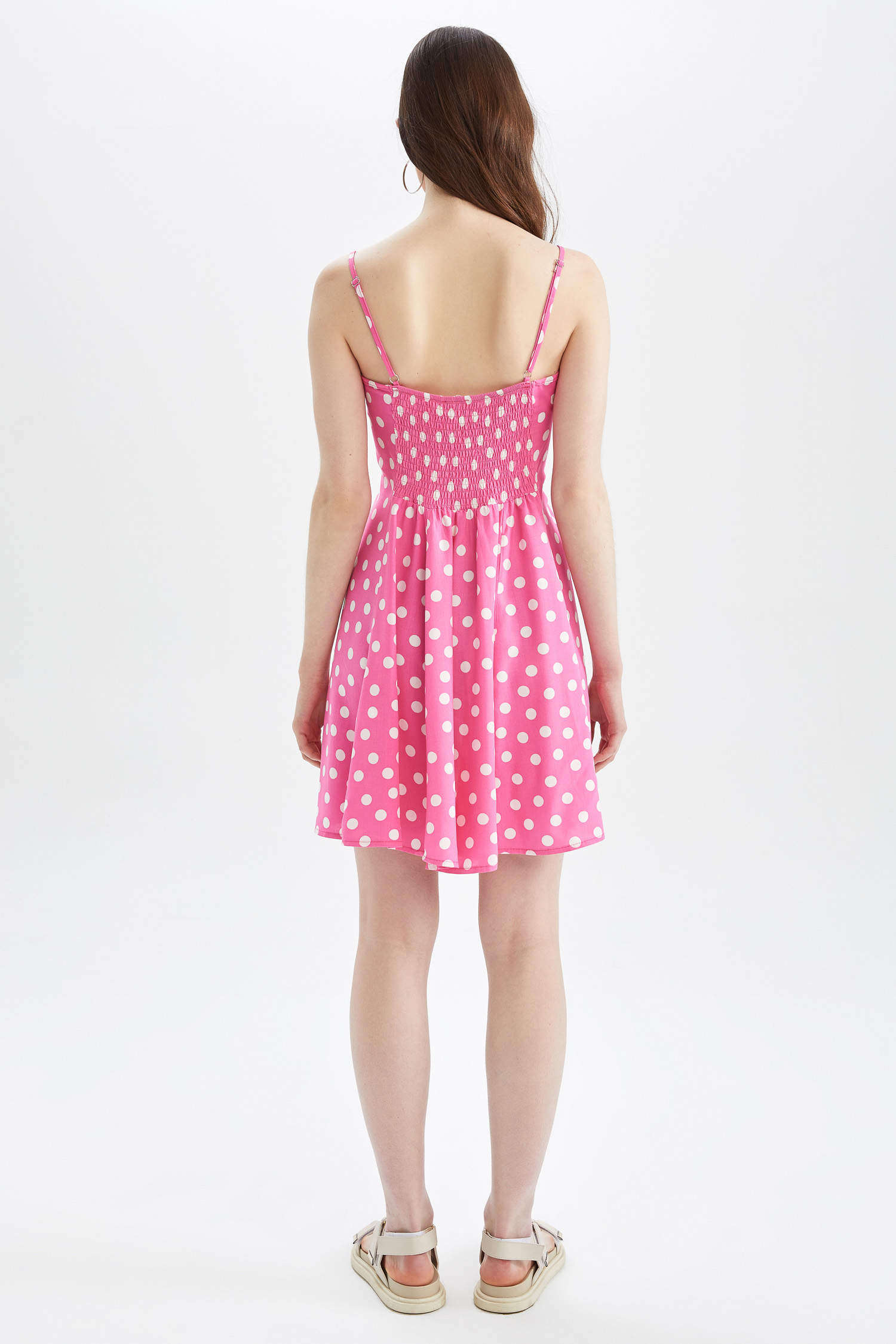 Pink Damen Gemustertes Minikleid mit V-Ausschnitt 2418515 | DeFacto | Sommerkleider