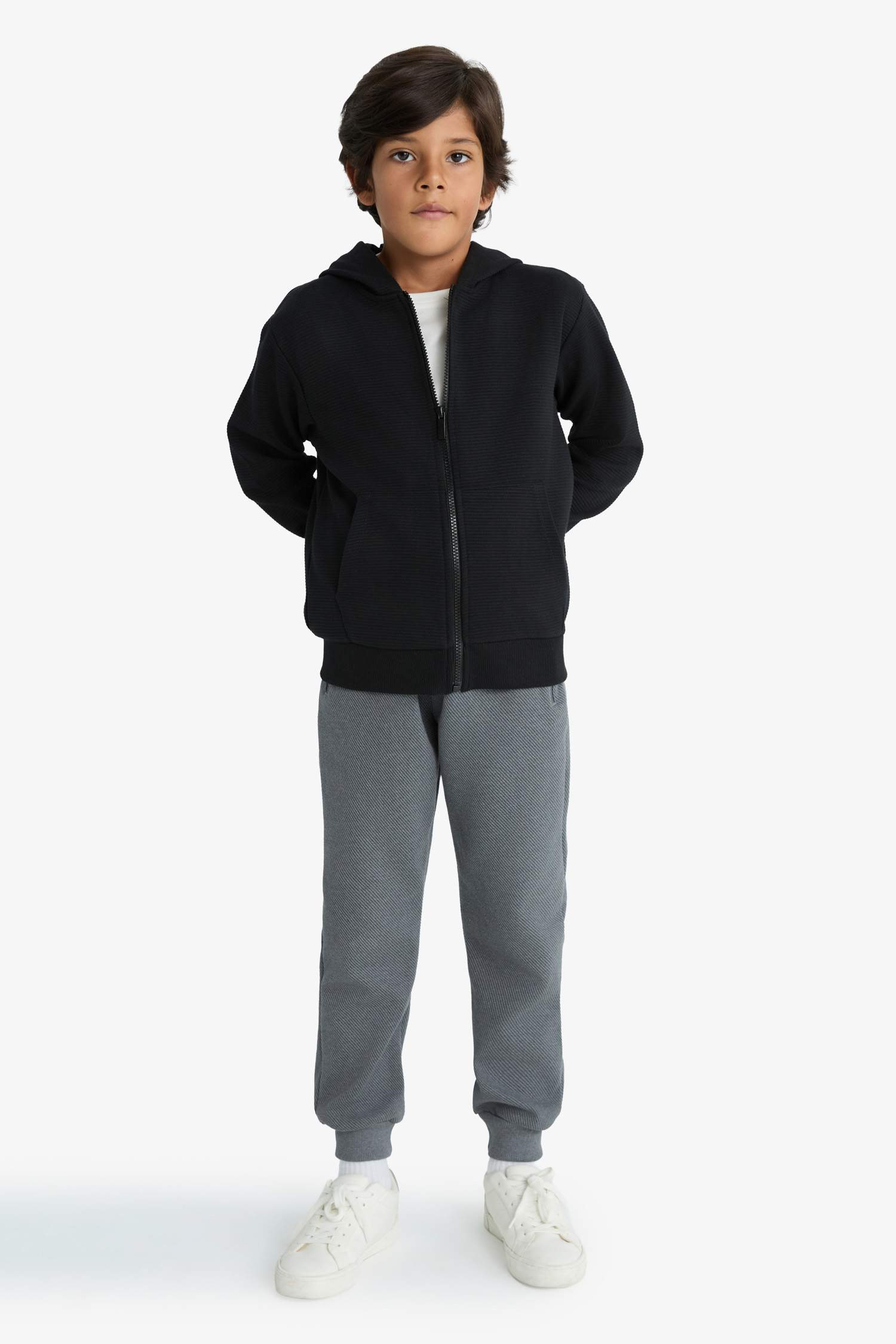 Erkek Çocuk Kapüşonlu Okul Fermuarlı Sweatshirt