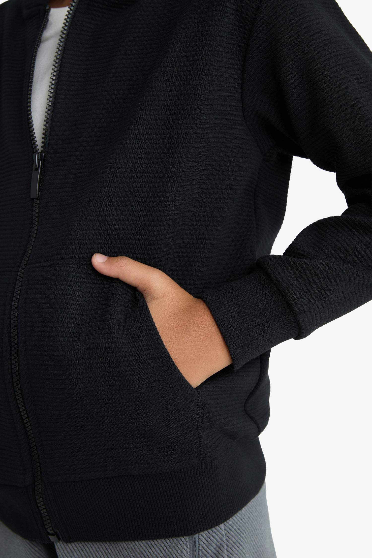 Erkek Çocuk Kapüşonlu Okul Fermuarlı Sweatshirt