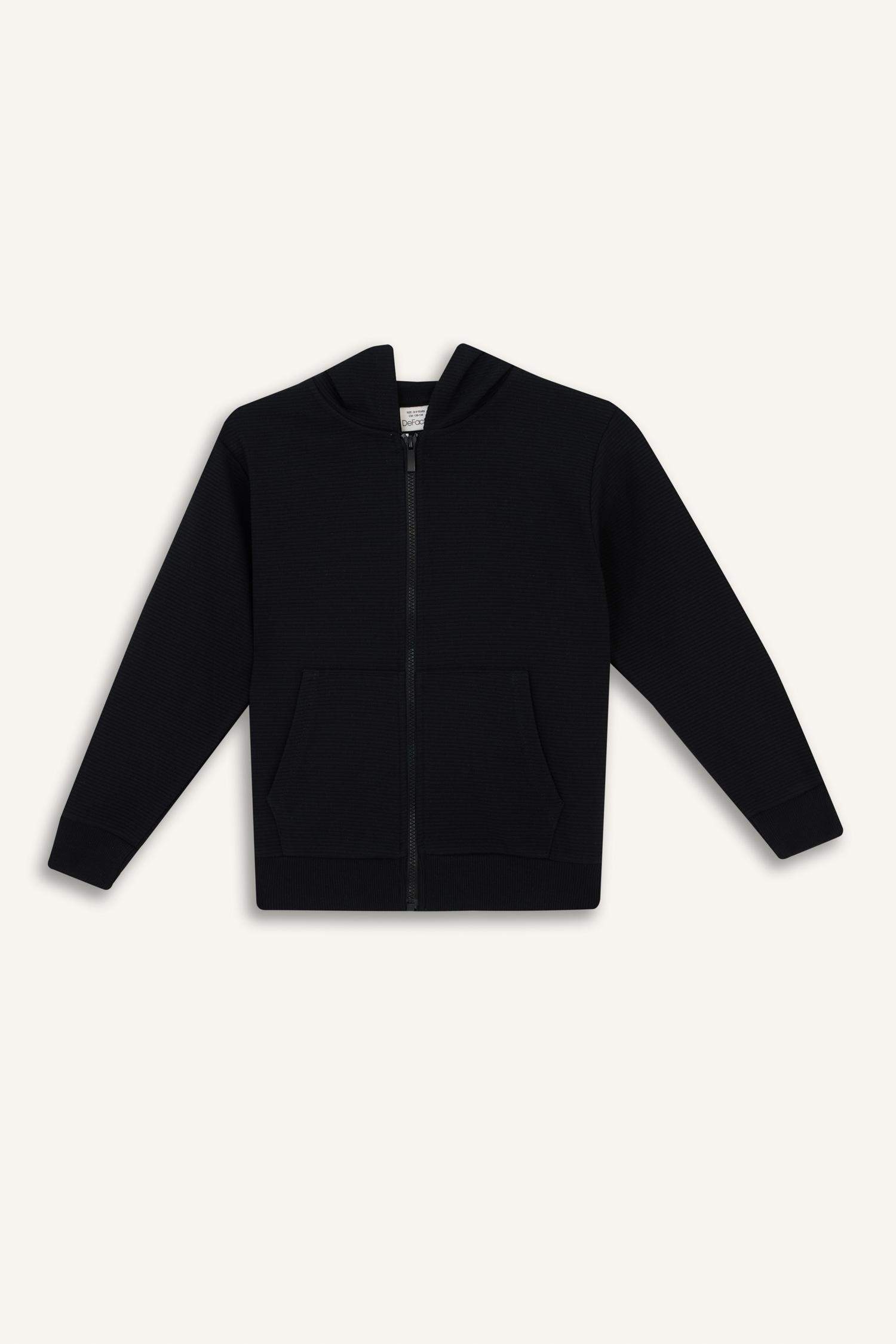 Erkek Çocuk Kapüşonlu Okul Fermuarlı Sweatshirt