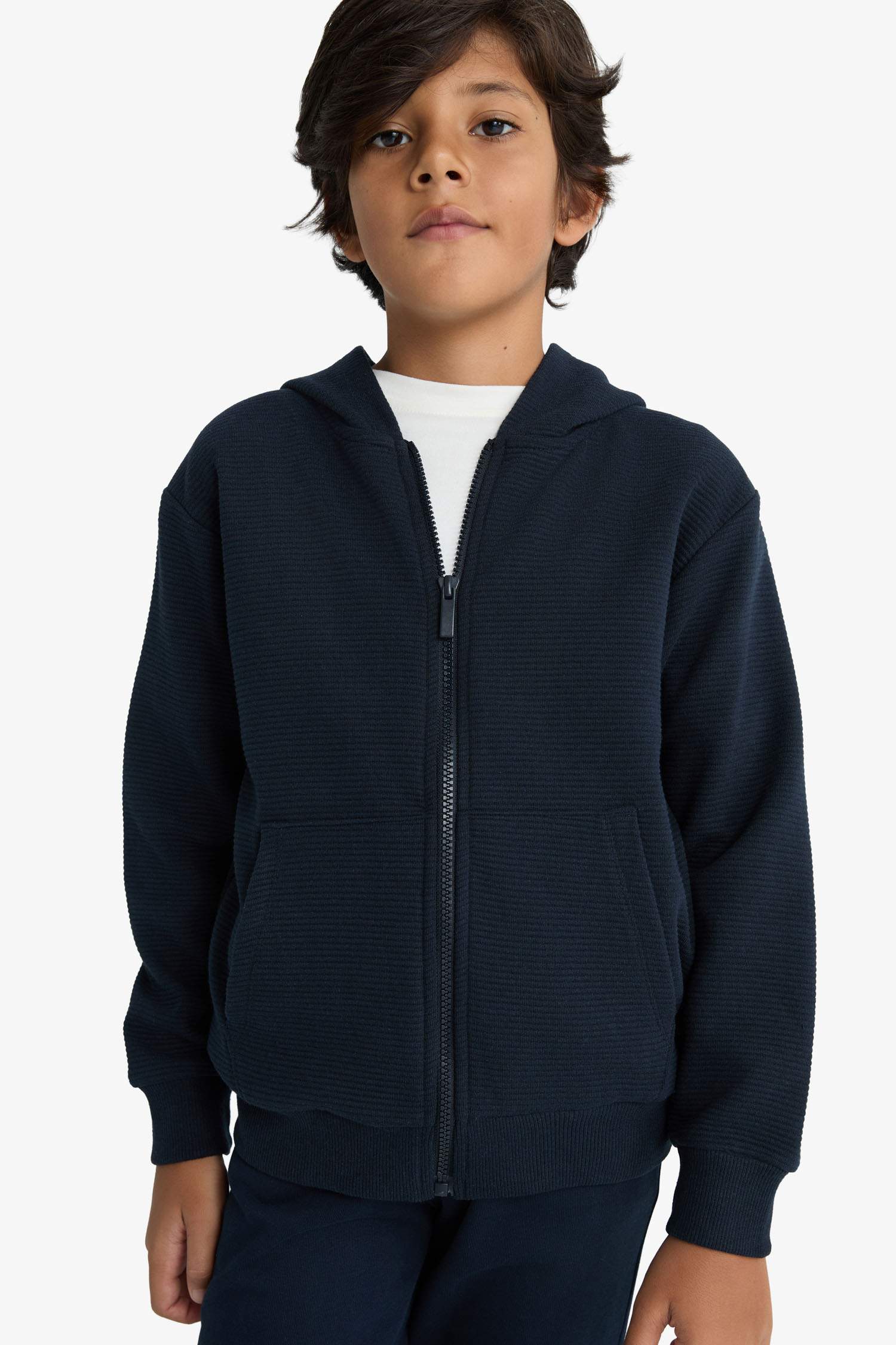 Boy Hooded Zippered Sweatshirt