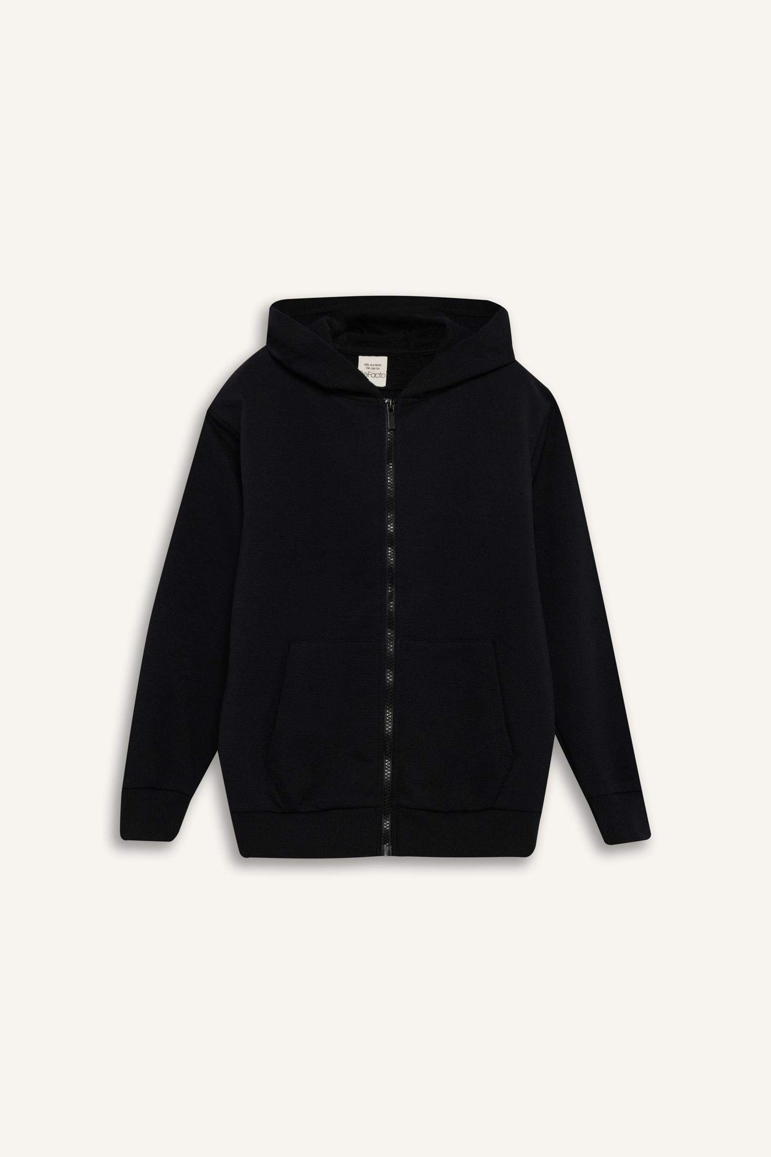 Boy Hooded Zippered Sweatshirt