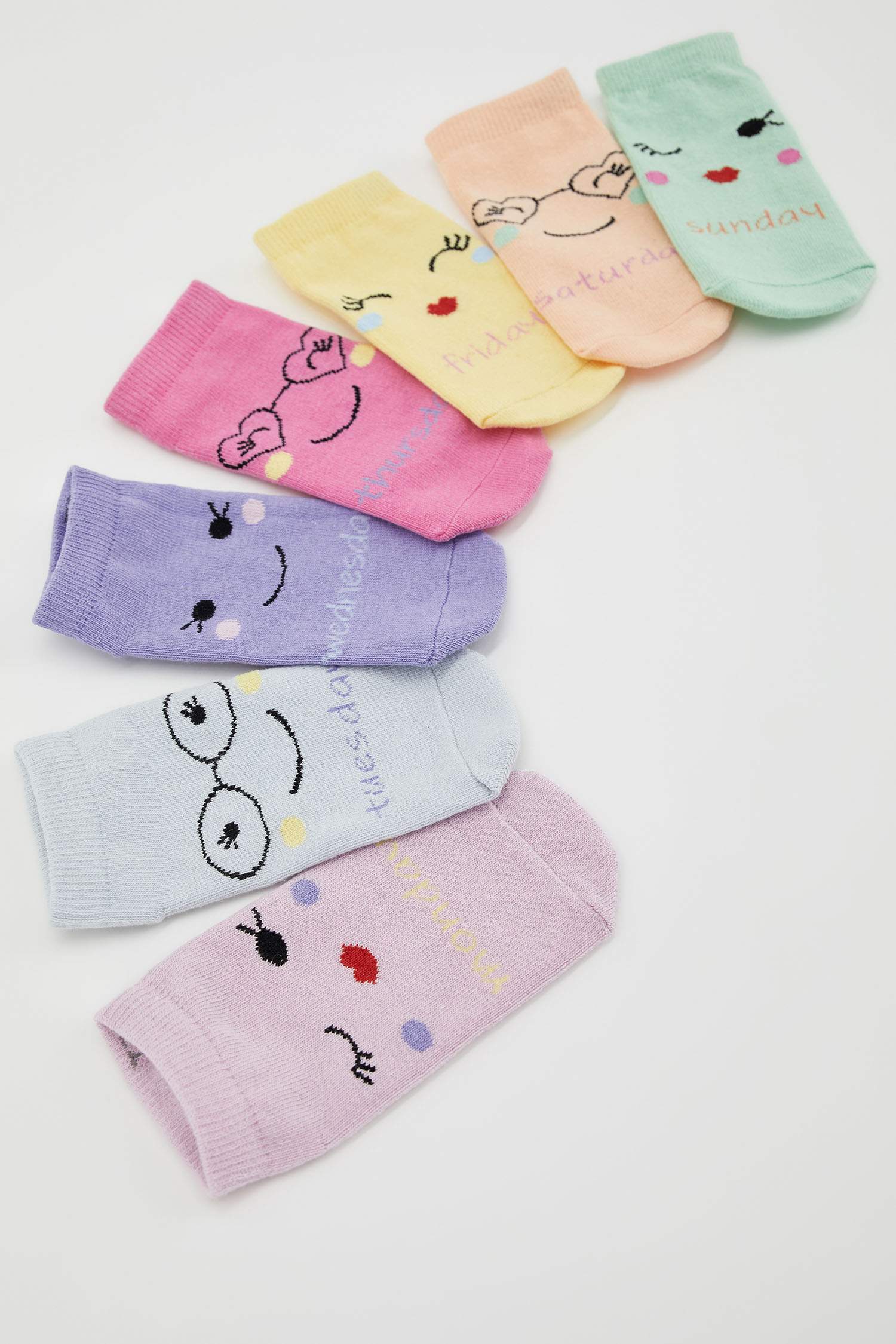 جوارب قصيرة قطنية للبنات - 7 أزواج