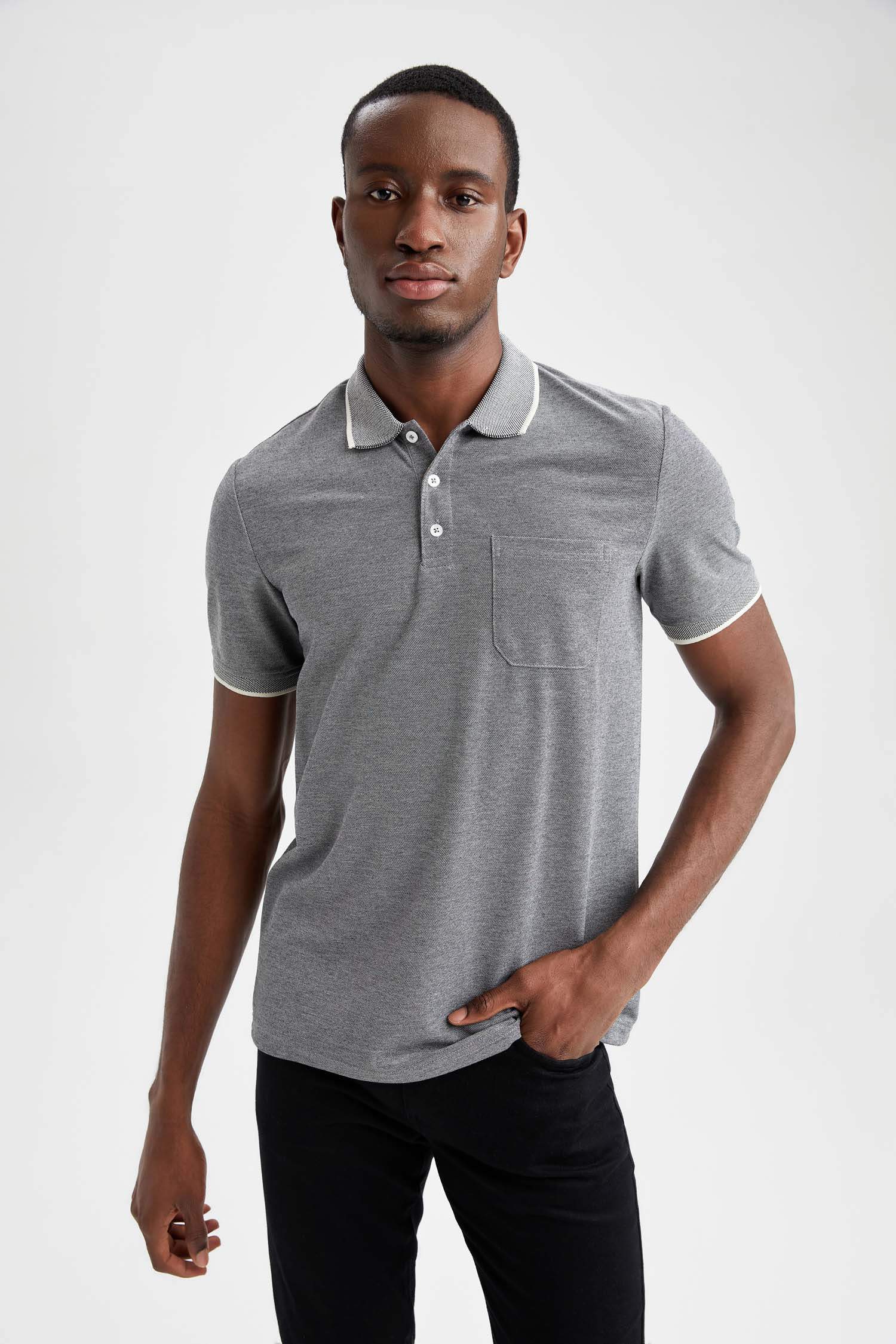 Anthracite MAN Regular Fit Pocket Polo T-Shirt 2058720 | DeFacto