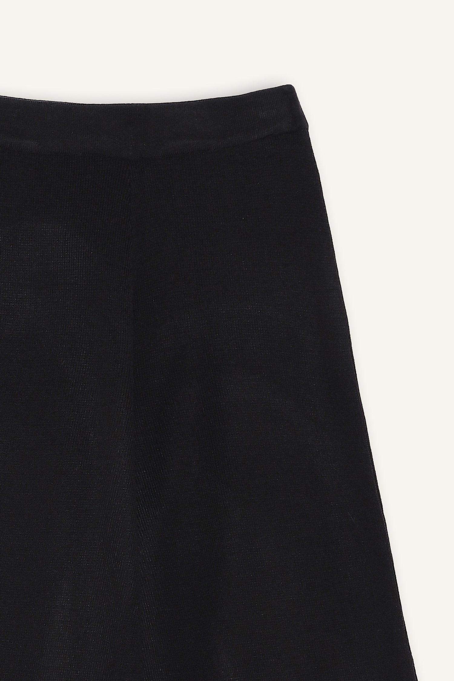 Flare Fit Wide Leg Elastic Waist Basic Knit Trousers