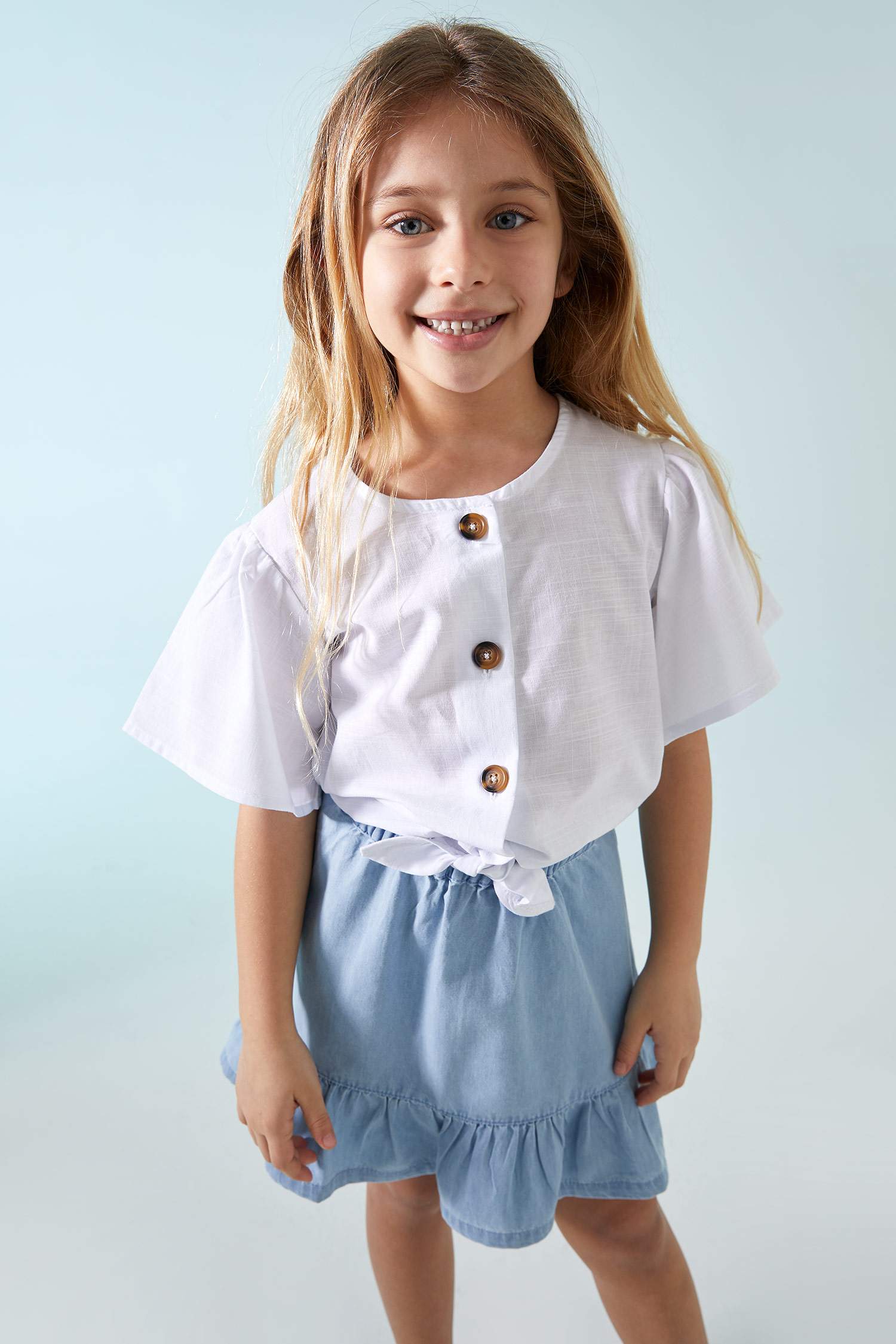 White GIRLS & TEENS Girl Regular Fit Short-Sleeved Tie Blouse 1950958 ...