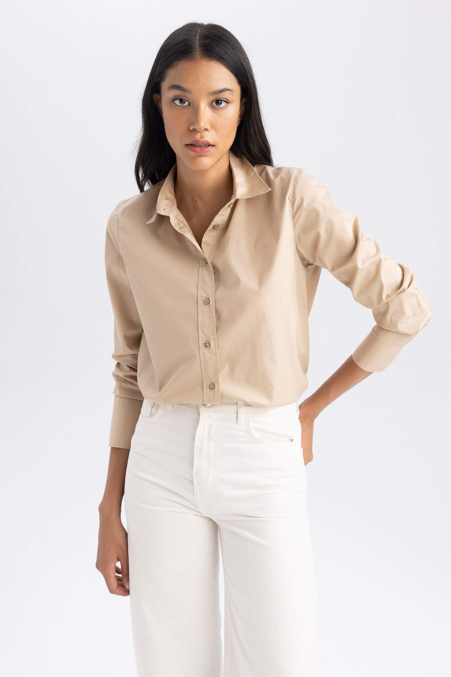 %100 Pamuk Oversize Geniş Kalıp Poplin Uzun Kollu Gömlek