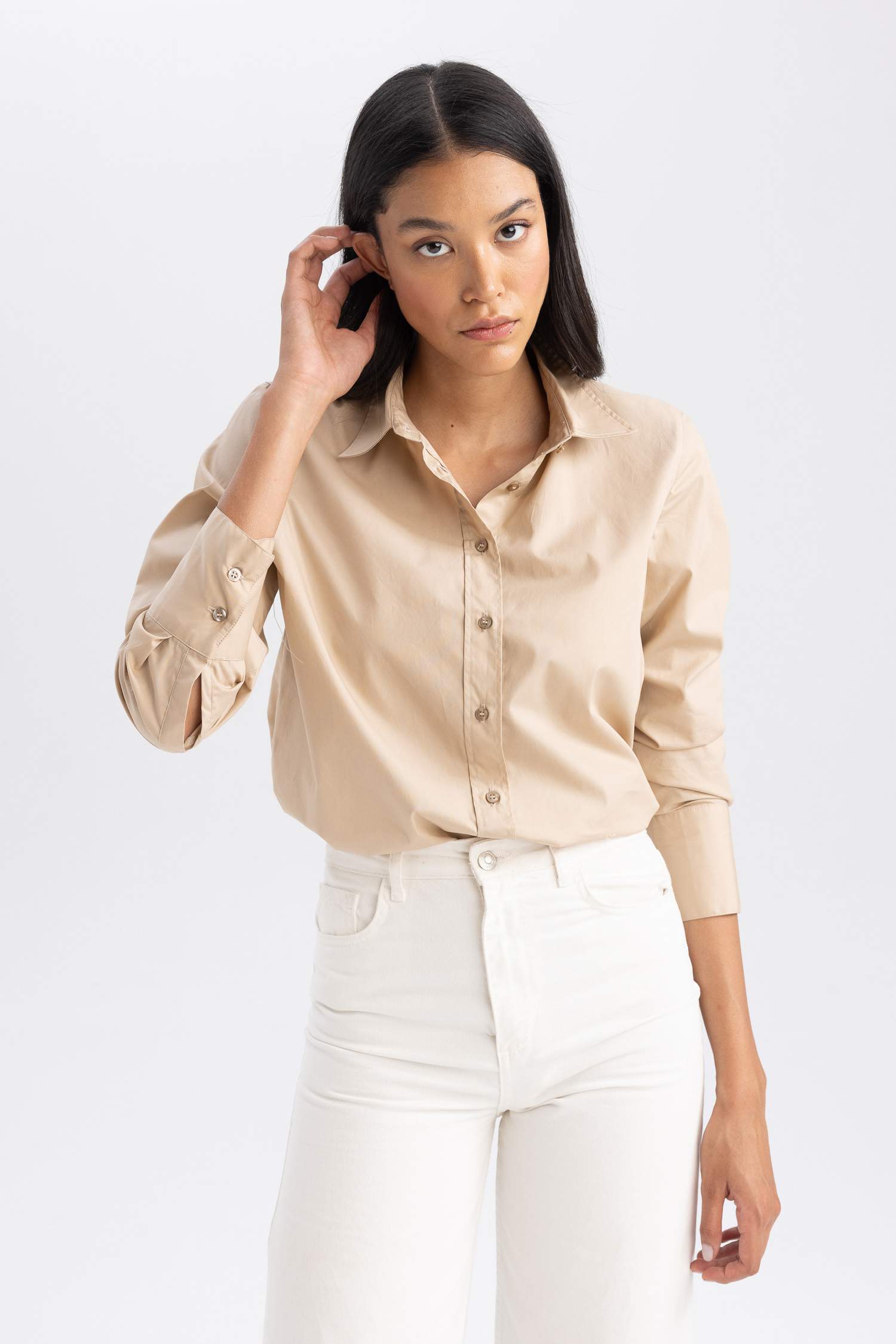 %100 Pamuk Oversize Geniş Kalıp Poplin Uzun Kollu Gömlek