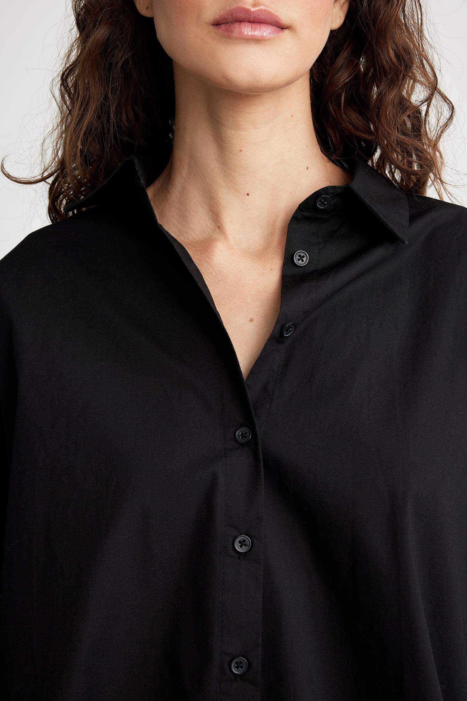 Black WOMAN Oversized Fit Long Sleeve Poplin Shirt 2183811 | DeFacto