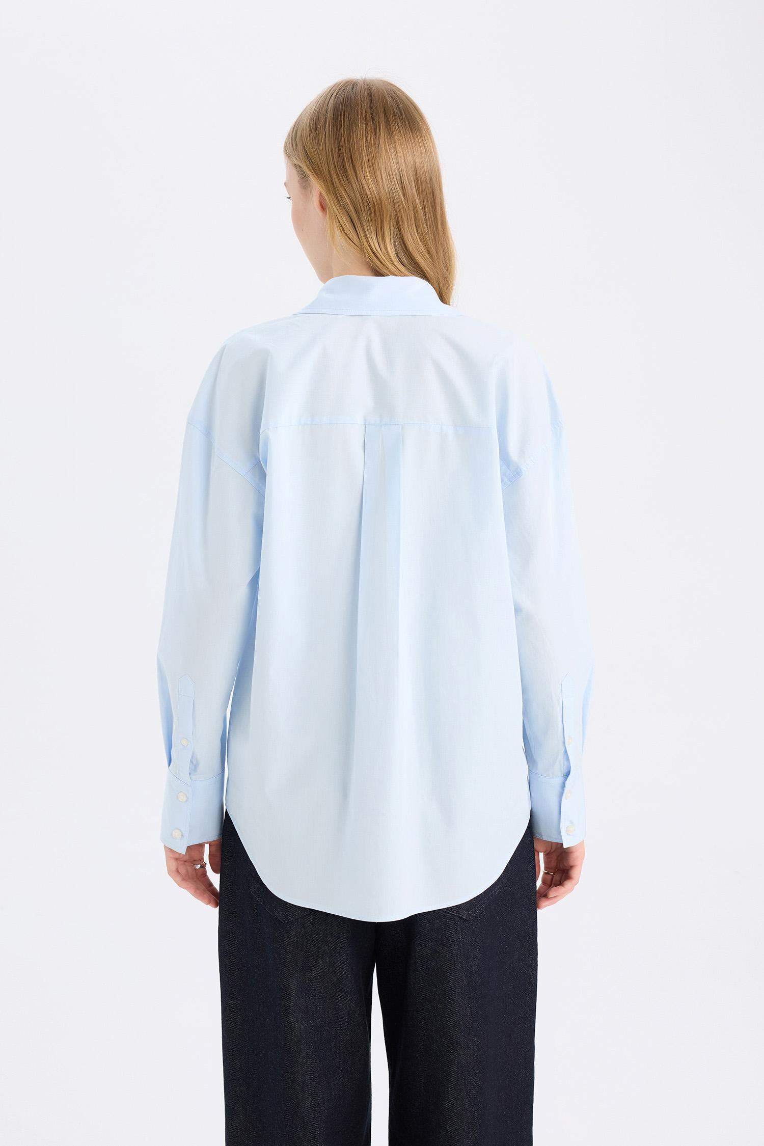 Oversize Geniş Kalıp Poplin Uzun Kollu Gömlek