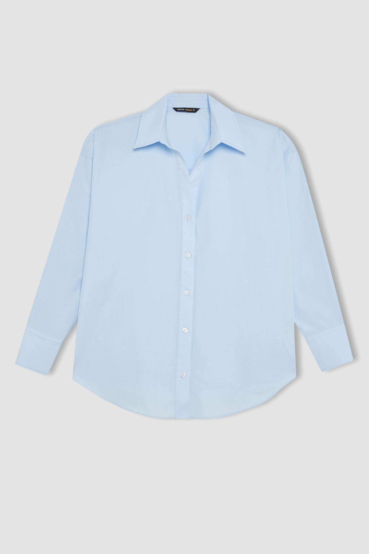 Oversize Geniş Kalıp Poplin Uzun Kollu Gömlek