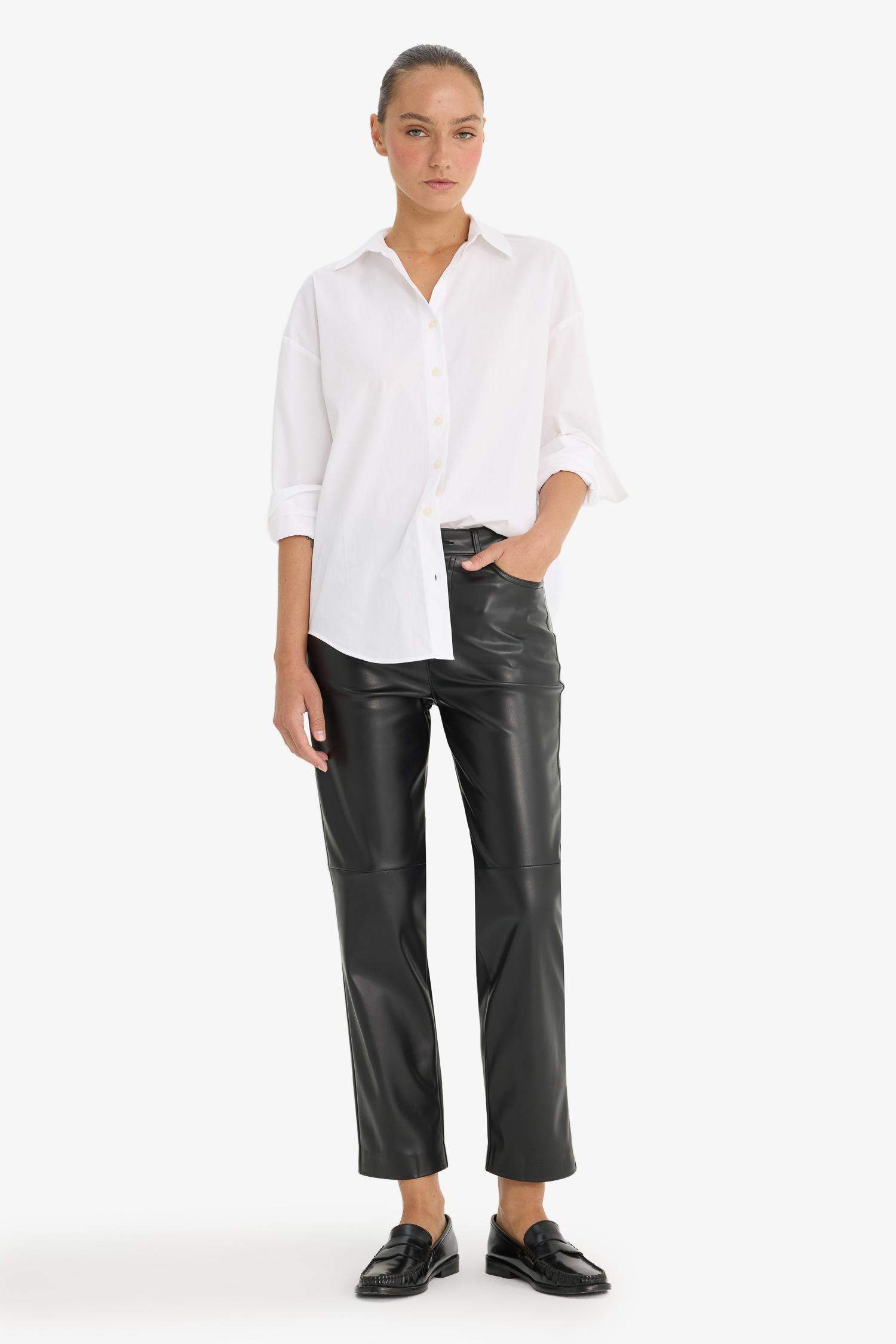 Oversize Fit Shirt Collar Poplin Long Sleeve Shirt