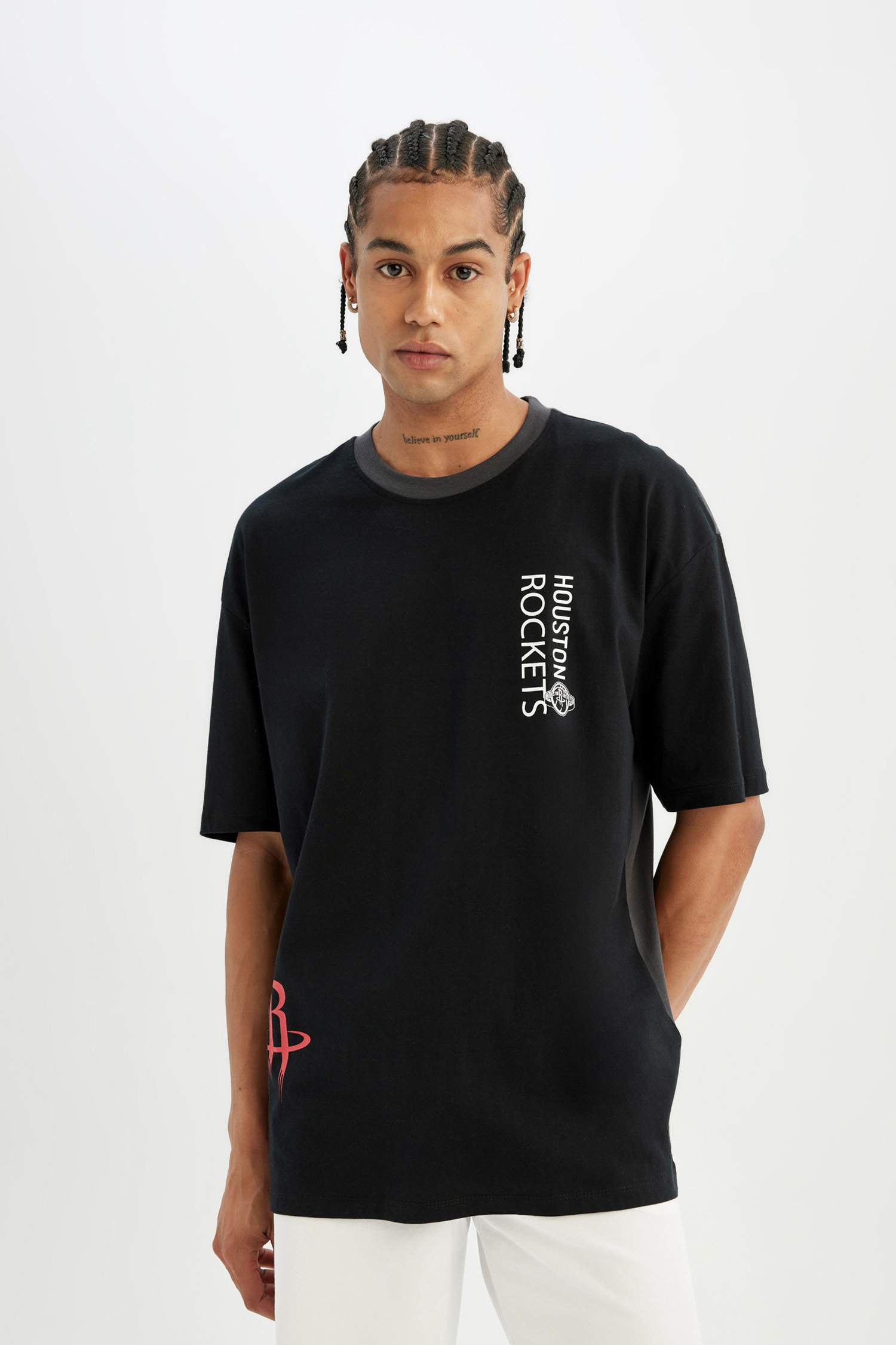 DeFactoFit NBA Houston Rockets Oversize Fit Printed T-Shirt