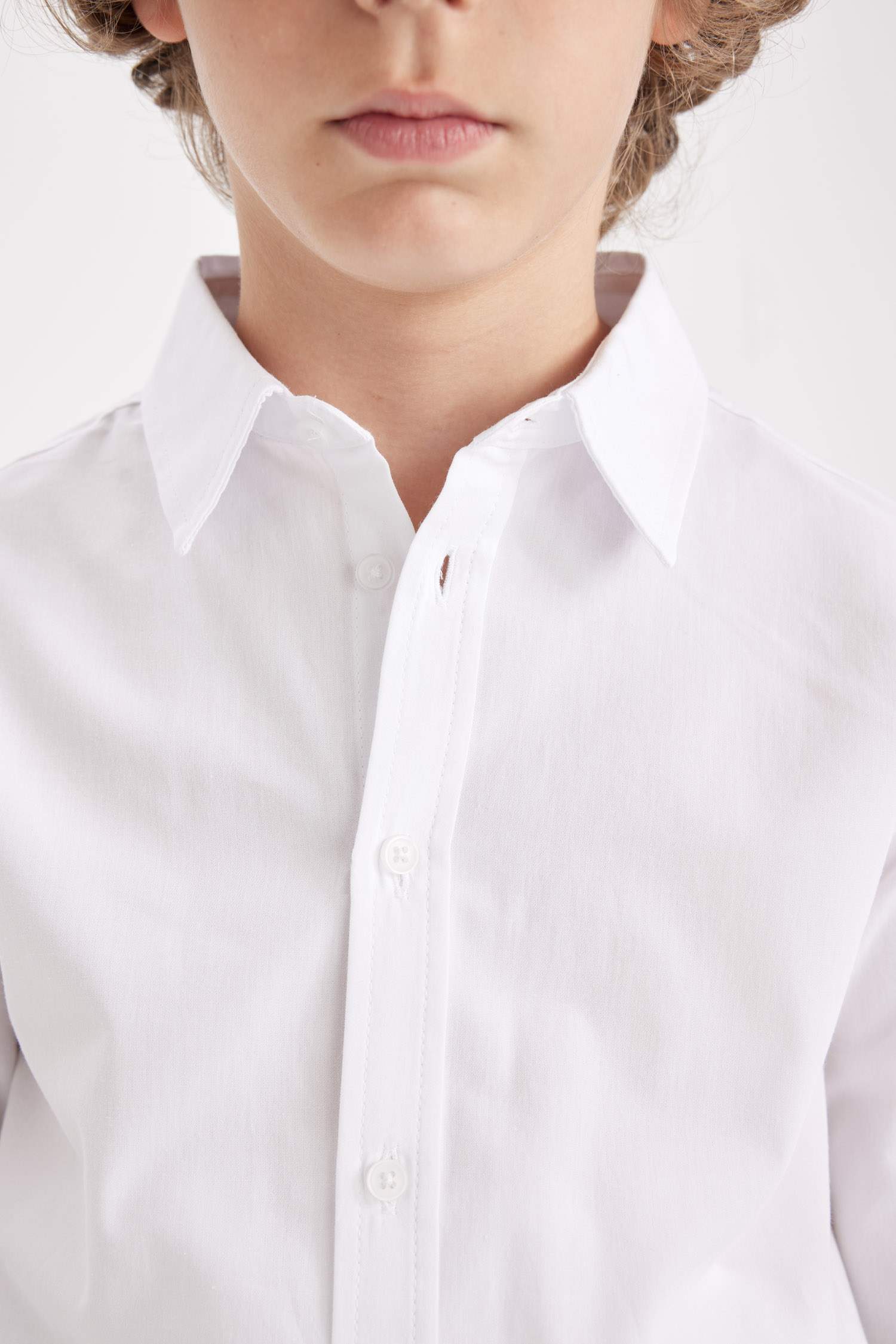Boy Polo Collar Poplin White School Shirt