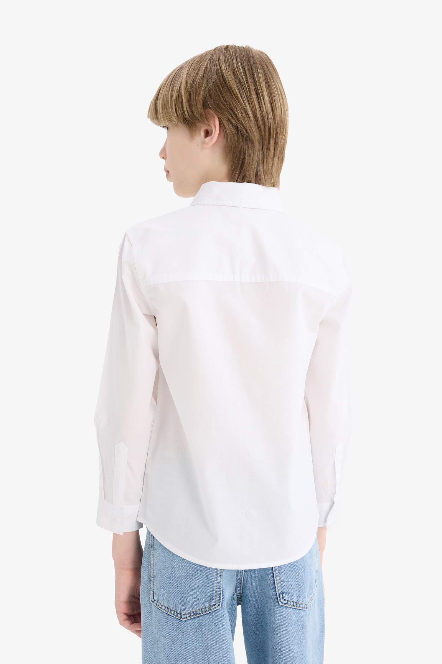 قميص بولو اولادي كم طويل بوبلين قصة عادية