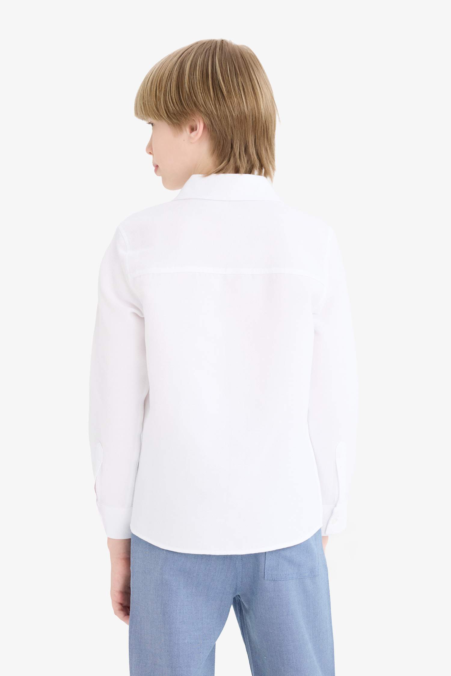 Erkek Çocuk Polo Yaka Oxford Uzun Kollu Okul Gömleği