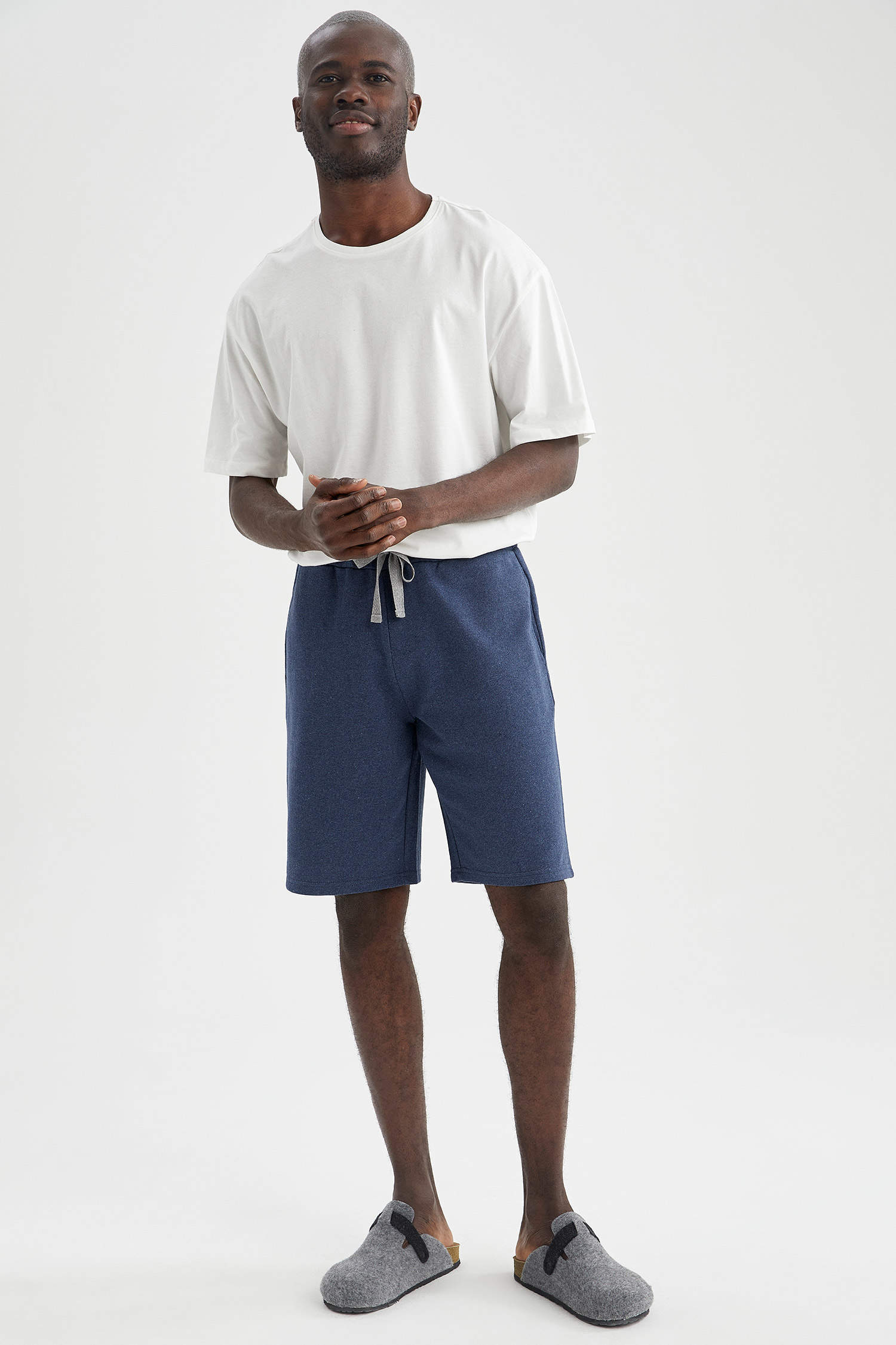 Navy MAN Basic Regular Fit Knitted Shorts 1817633 | DeFacto
