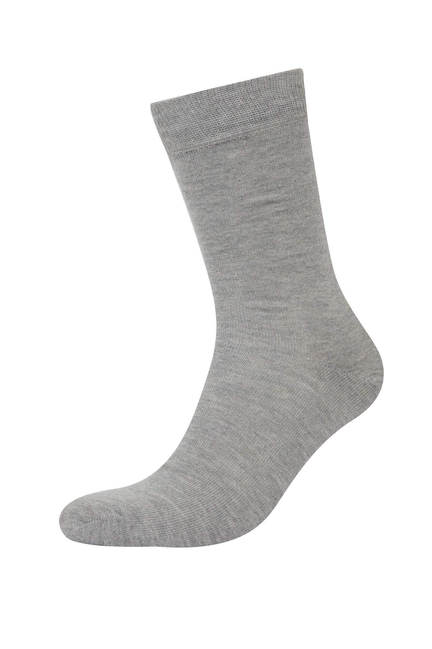 Erkek Basic Düz 3'lü Pamuklu Uzun Çorap