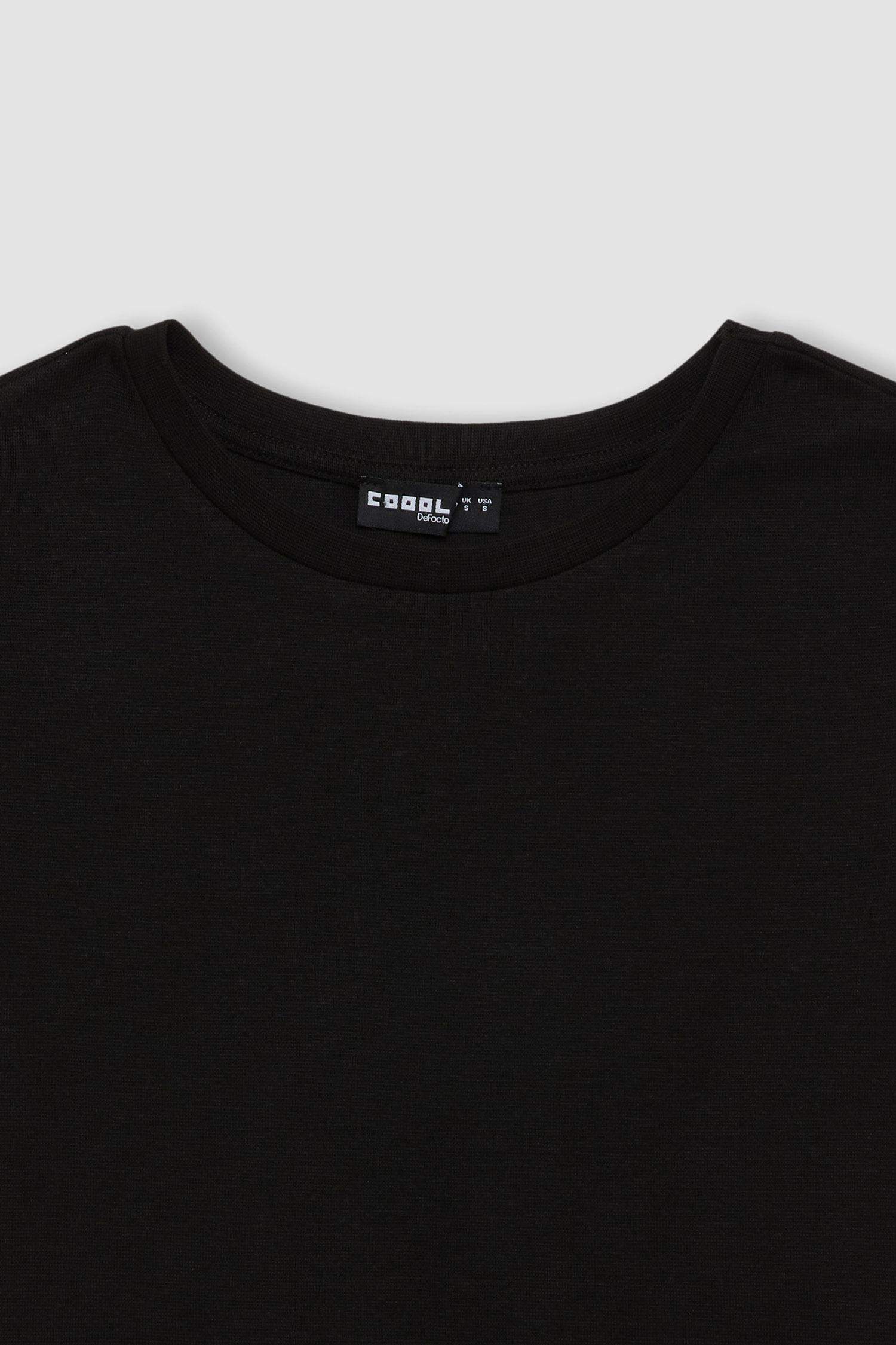 Coool Fitted Bisiklet Yaka Ribana Basic Düz Kısa Kollu Tişört